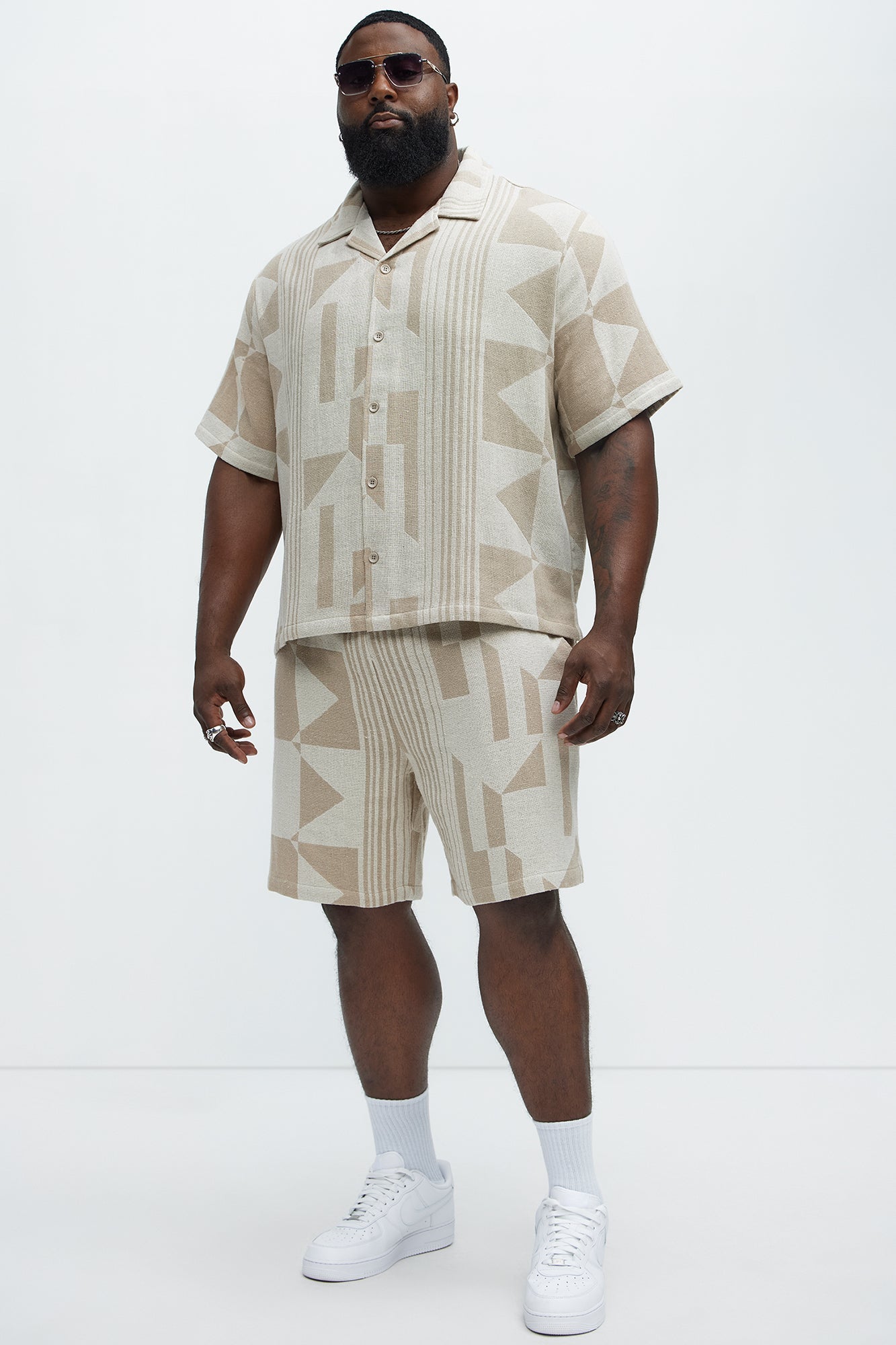 Abstract Relaxed Shorts - Cream/combo