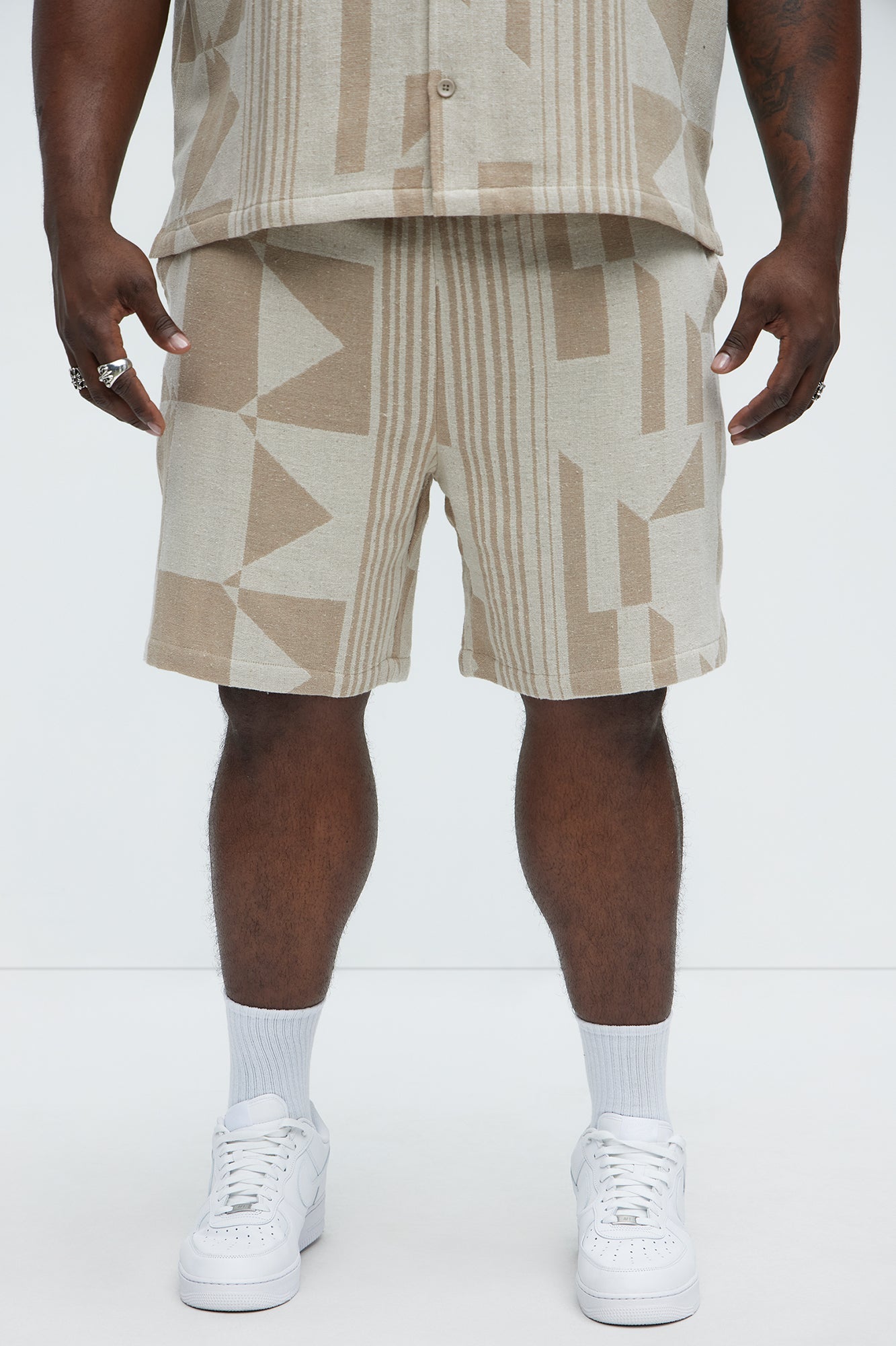 Abstract Relaxed Shorts - Cream/combo