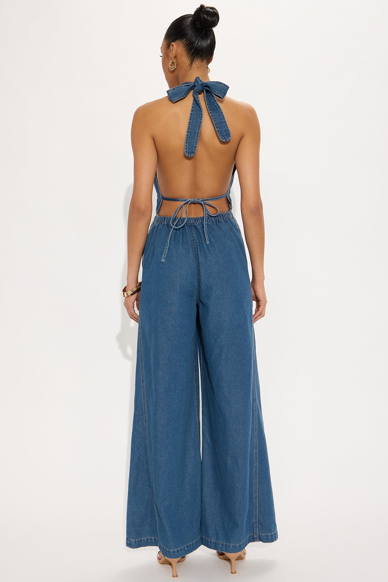 Natalia Denim Wide Leg Jumpsuit - Medium Wash
