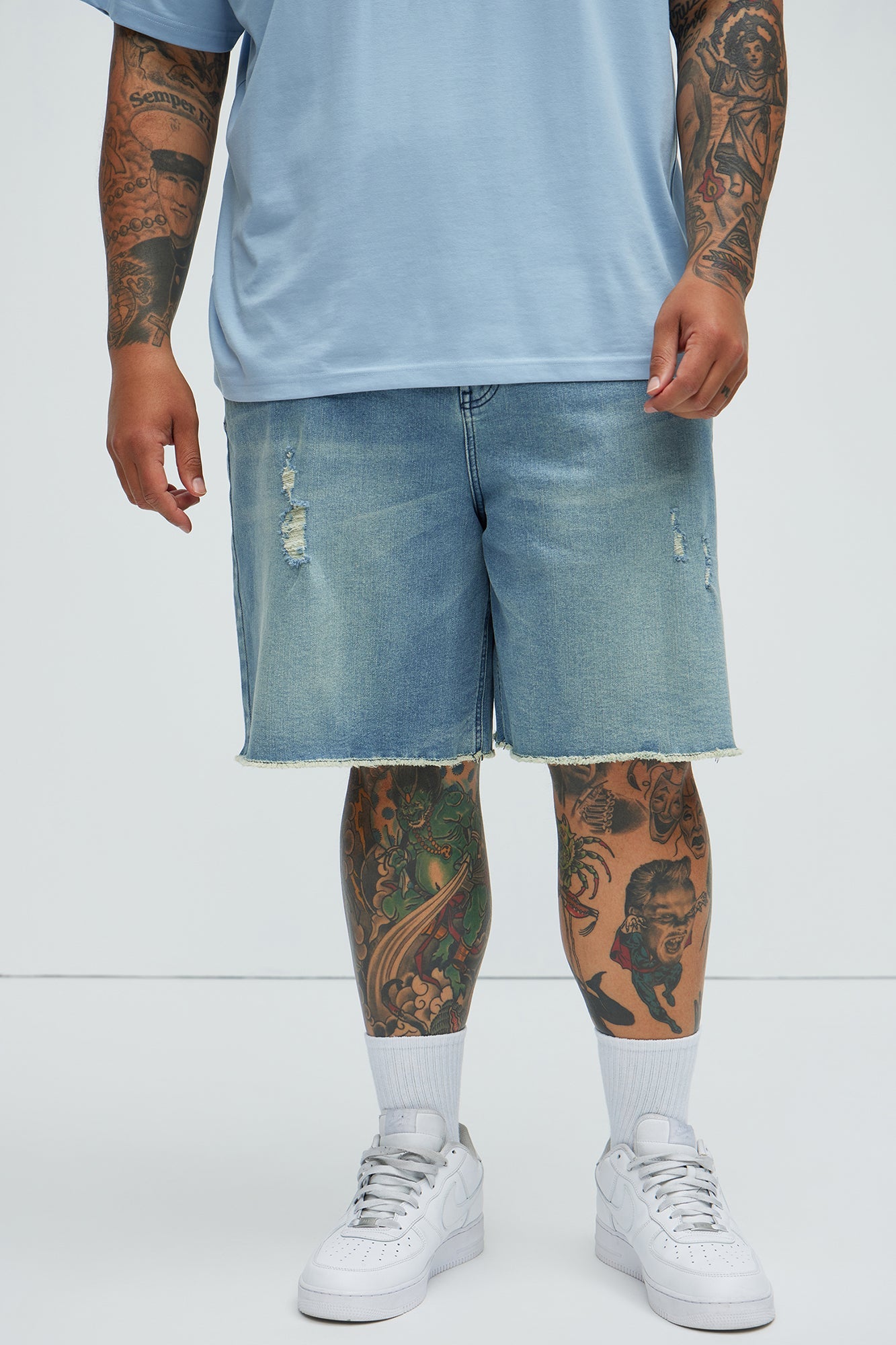 Lounge Relaxed Denim Shorts - Medium Blue Wash
