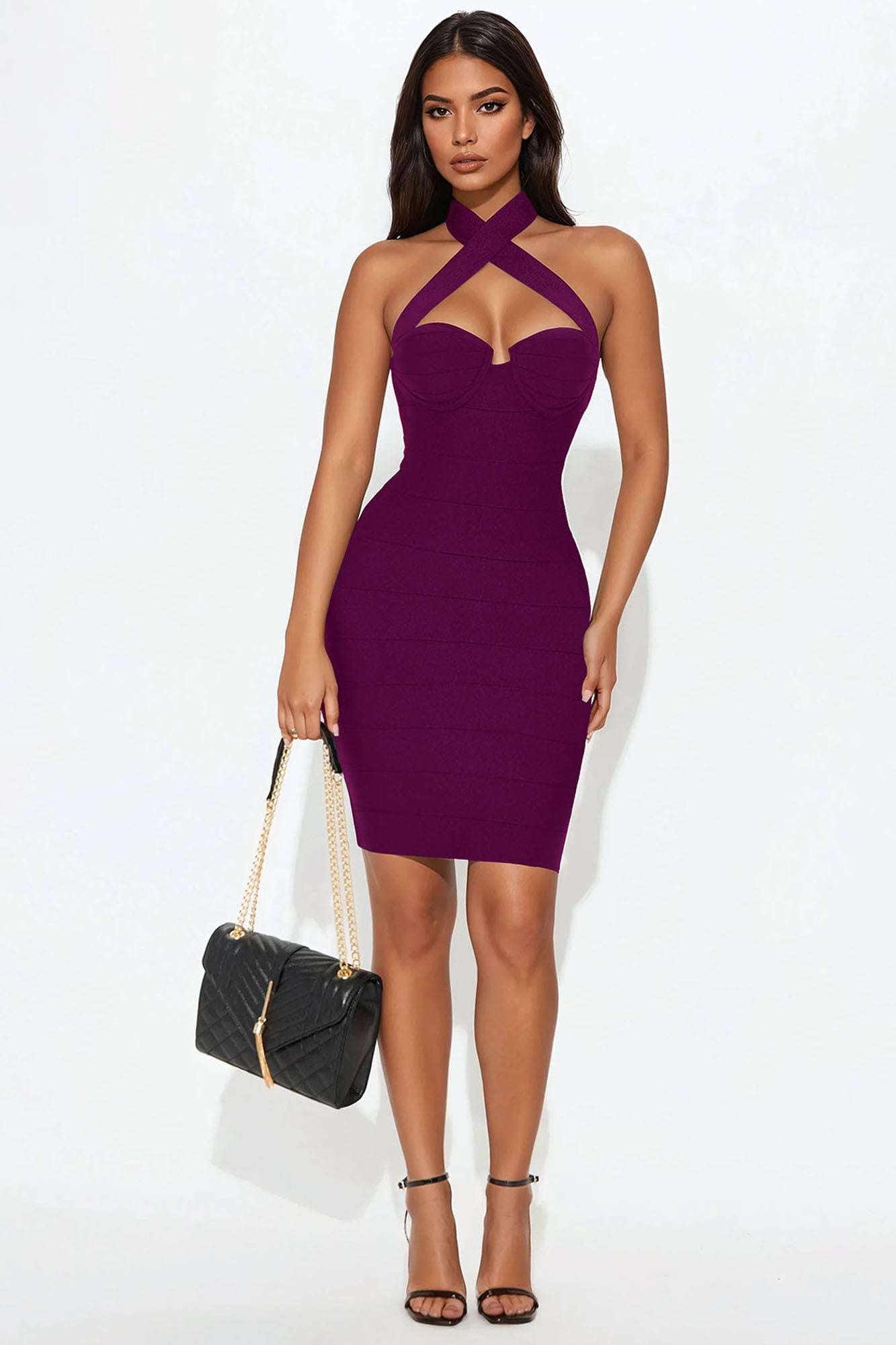 Sylvie Bandage Midi Dress - Plum