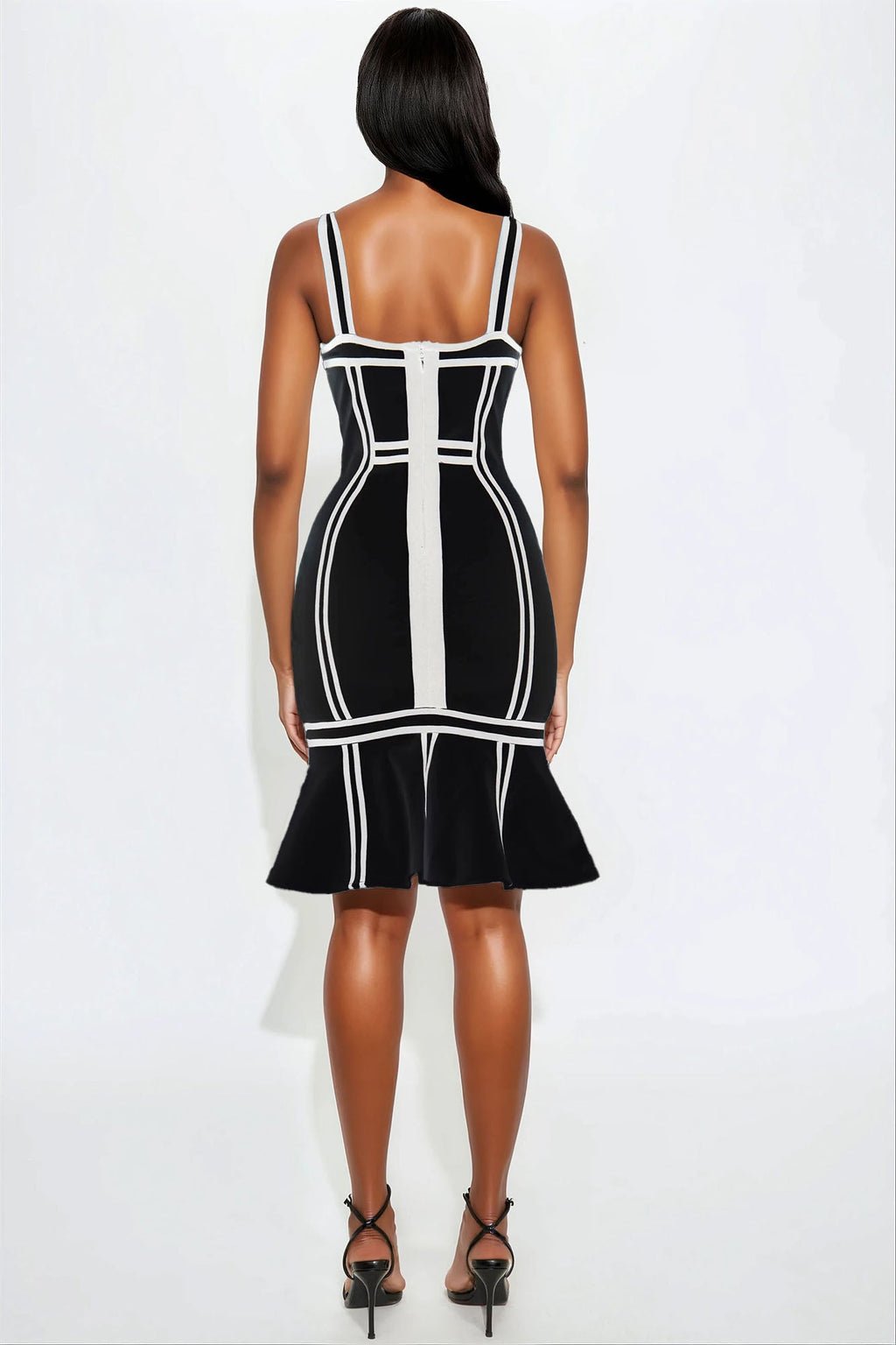 Always A Pleasure Bandage Midi Dress - Black/White