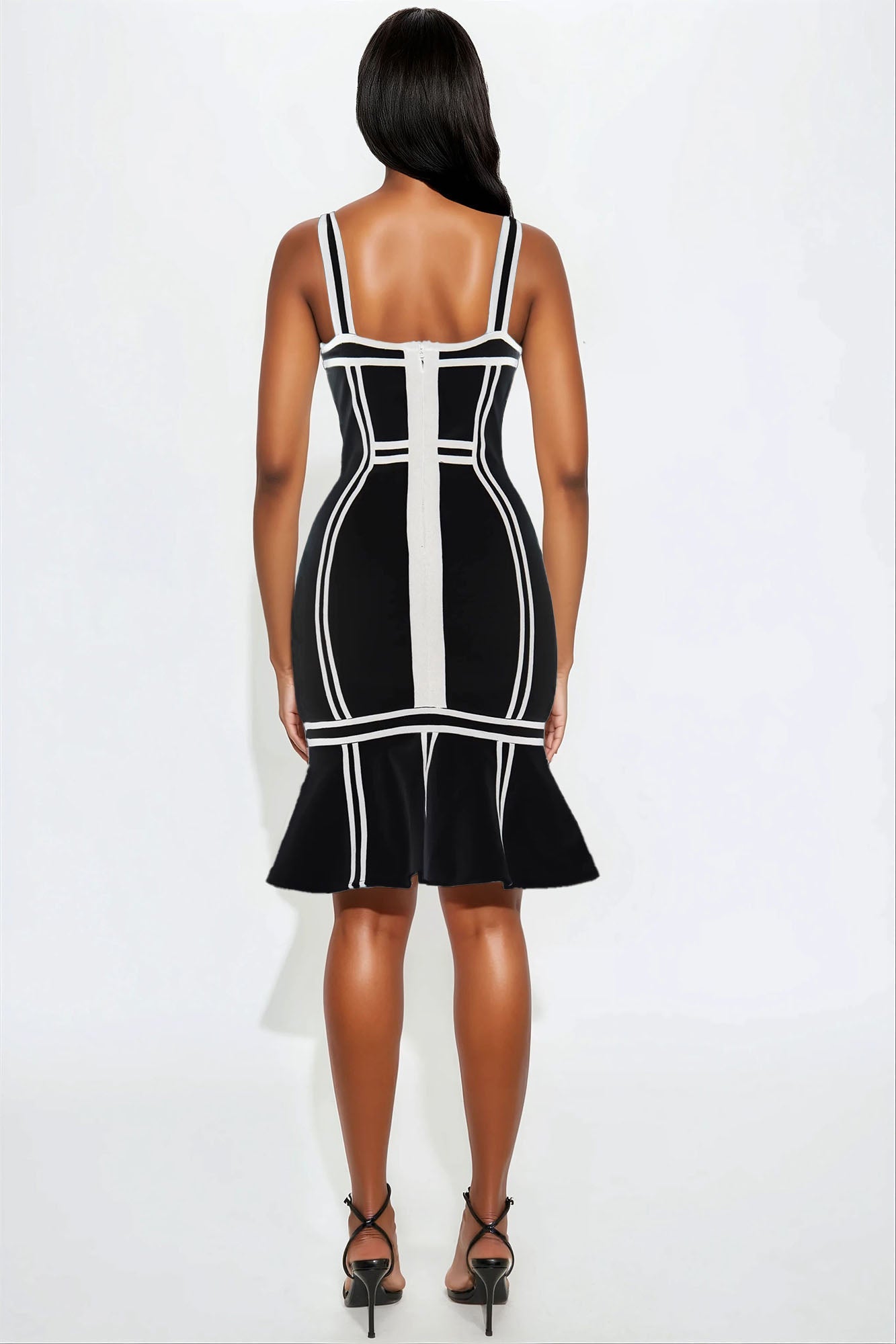 Always A Pleasure Bandage Midi Dress - Black/White