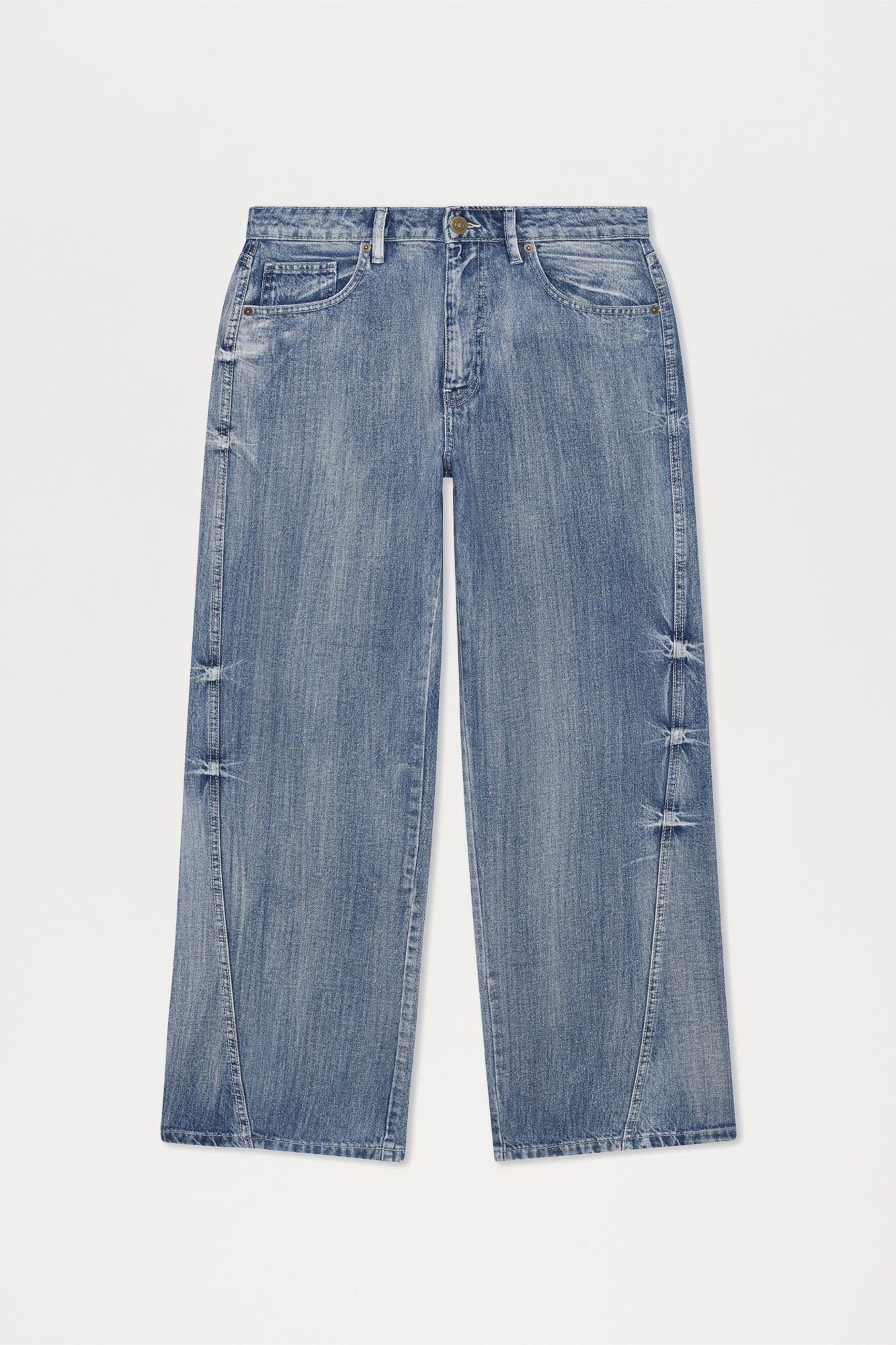 Seams Barbed Baggy Jeans - Light Wash
