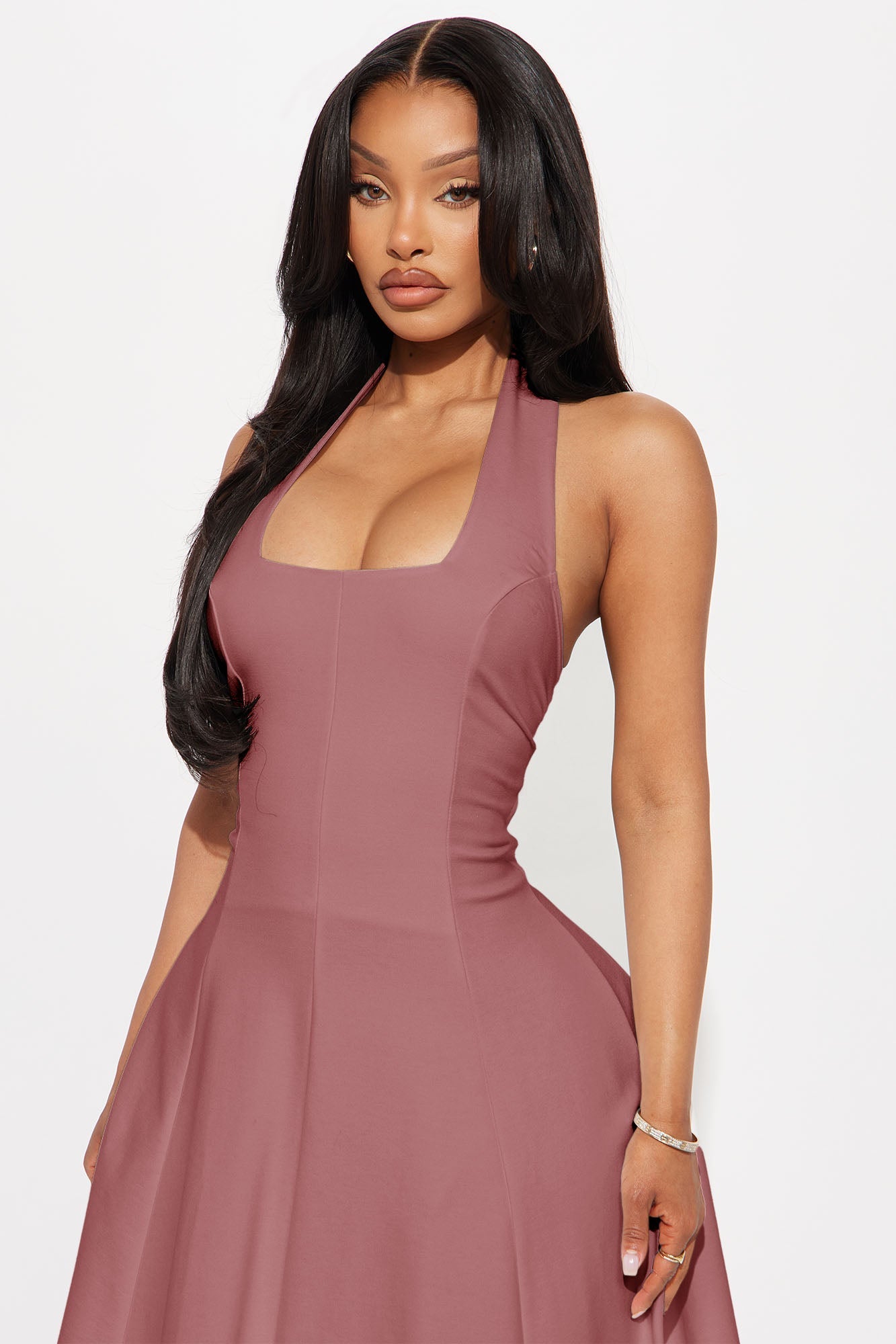 Mabel Ponte Midi Dress - Mauve