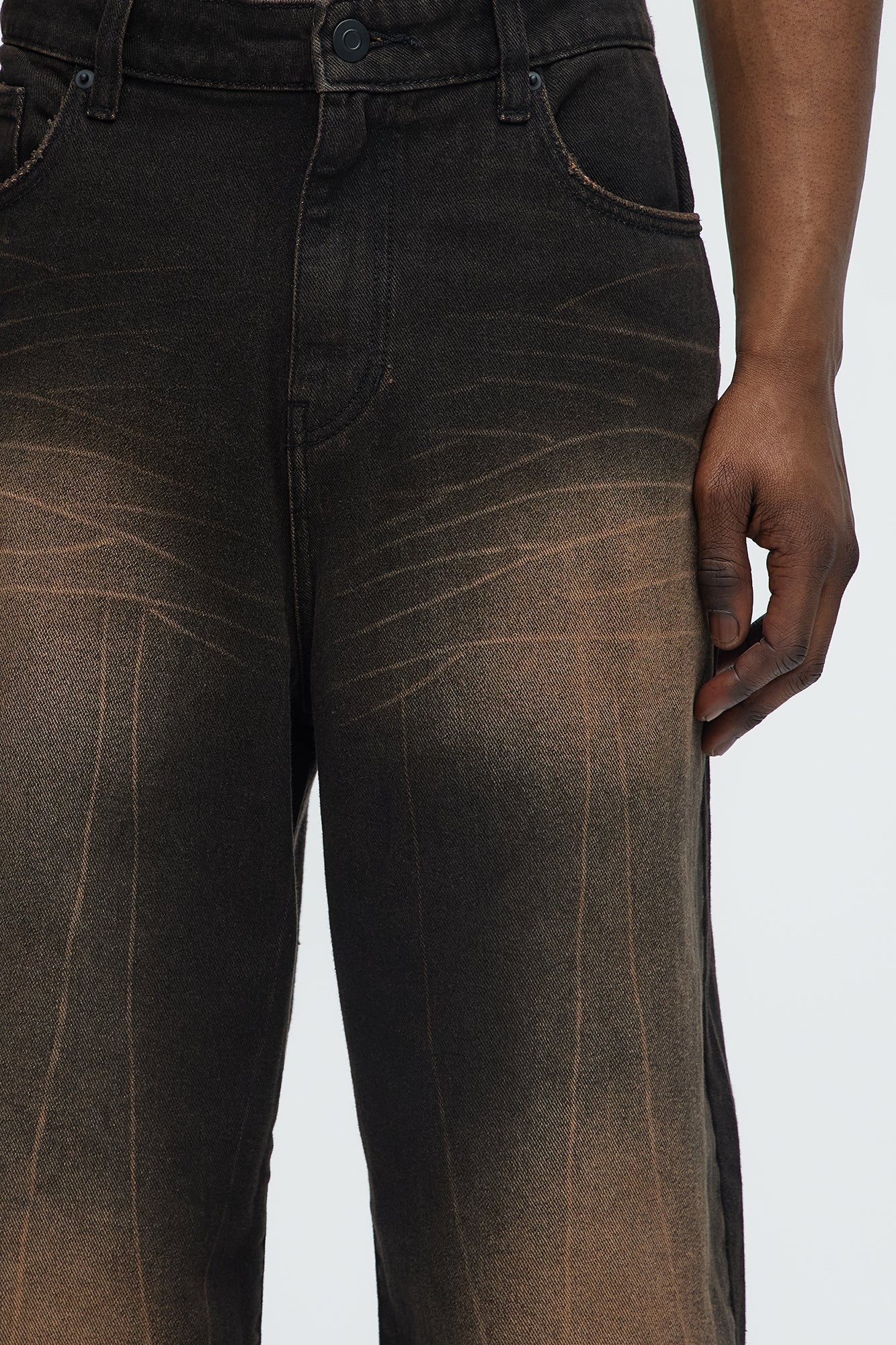 Sun Bleached Baggy Jeans - Dark Brown