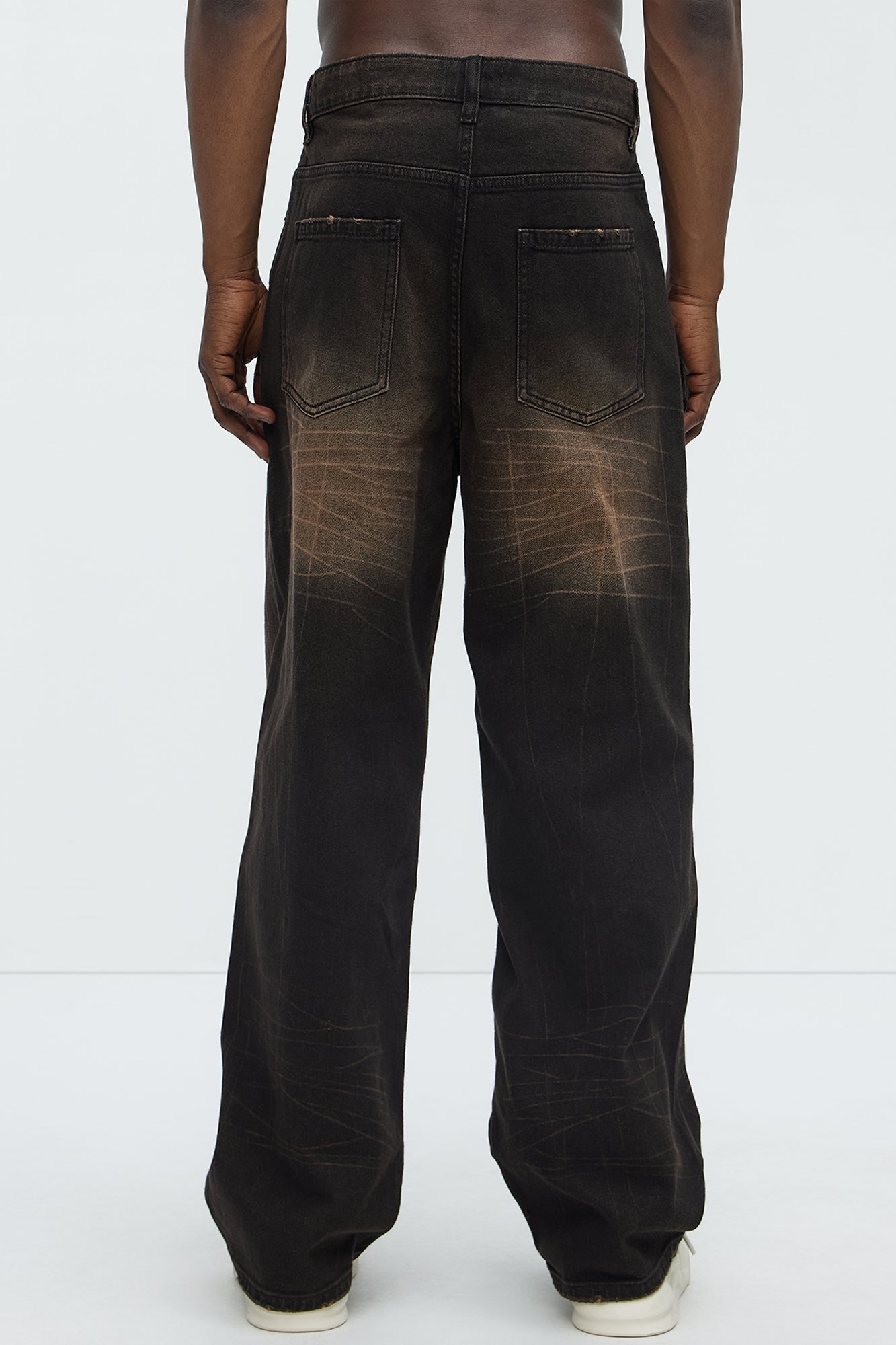 Sun Bleached Baggy Jeans - Dark Brown