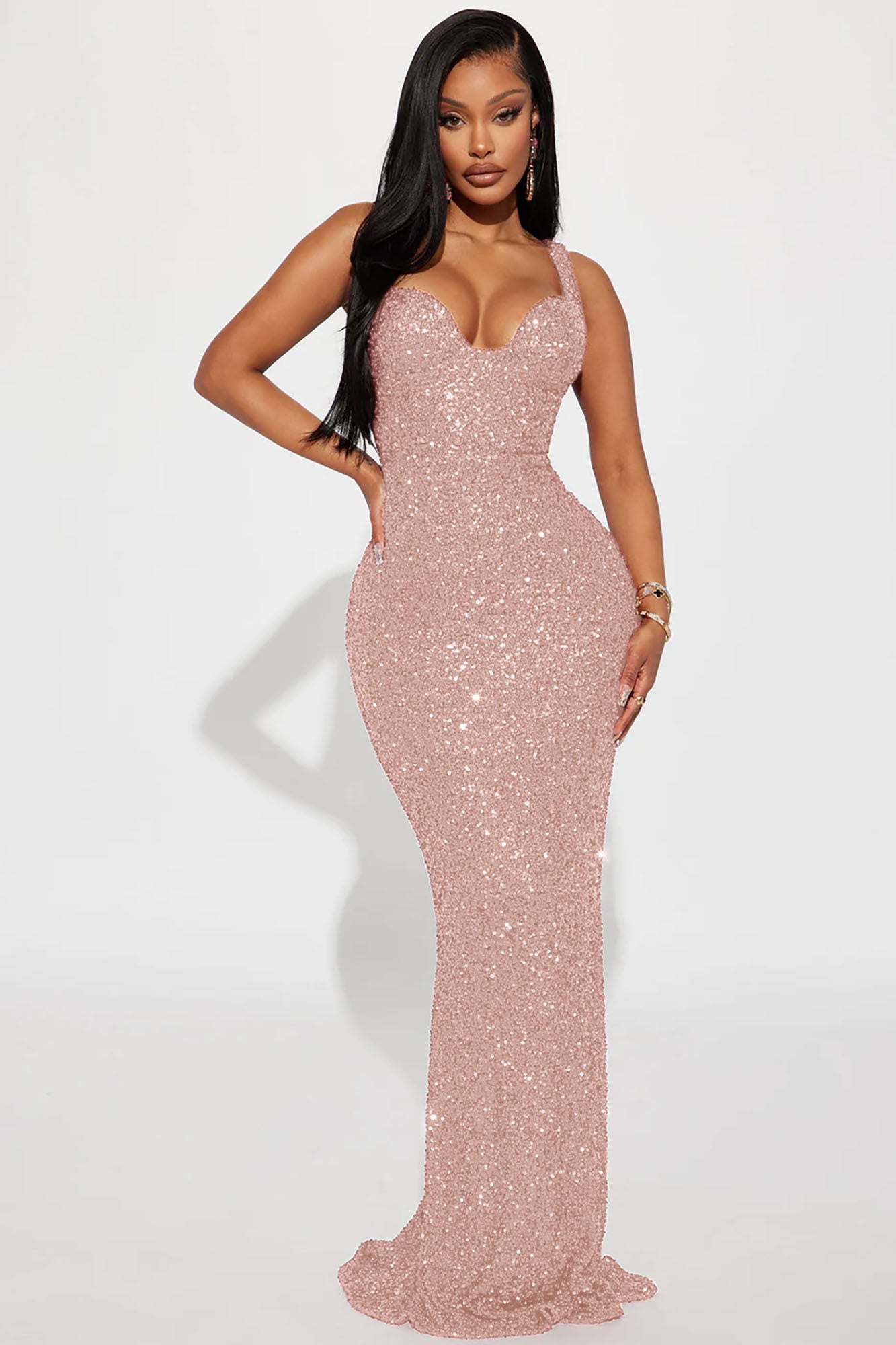 Alora Sequin Maxi Dress - Rose