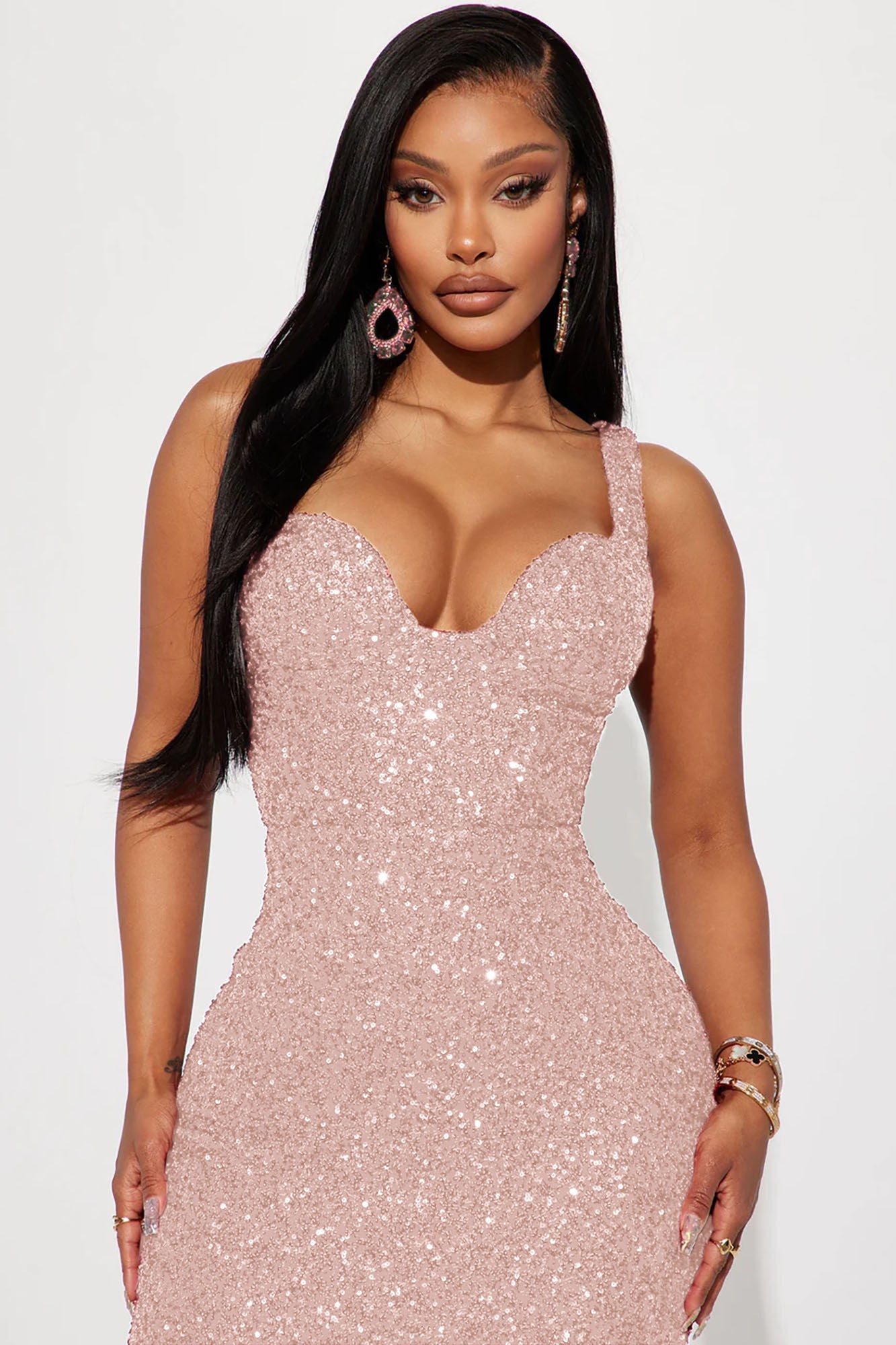 Alora Sequin Maxi Dress - Rose