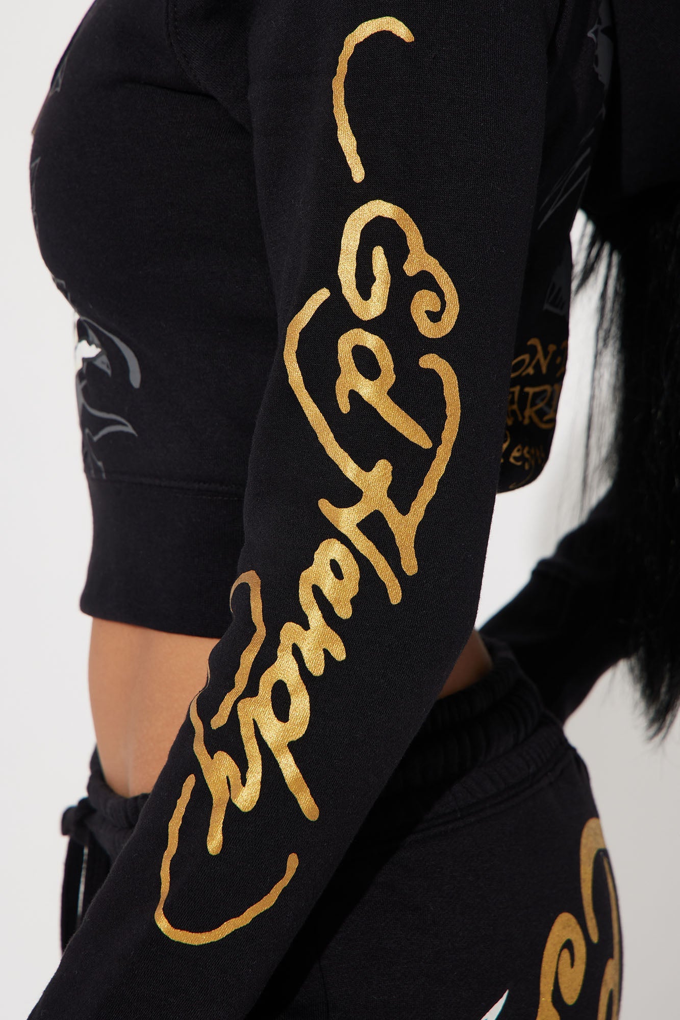 Ed Hardy Swallow Bird Zip Front Hoodie - Black