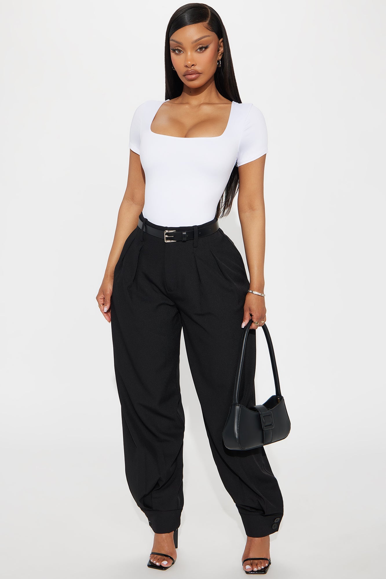 Helena Belted Trouser Pant - Black