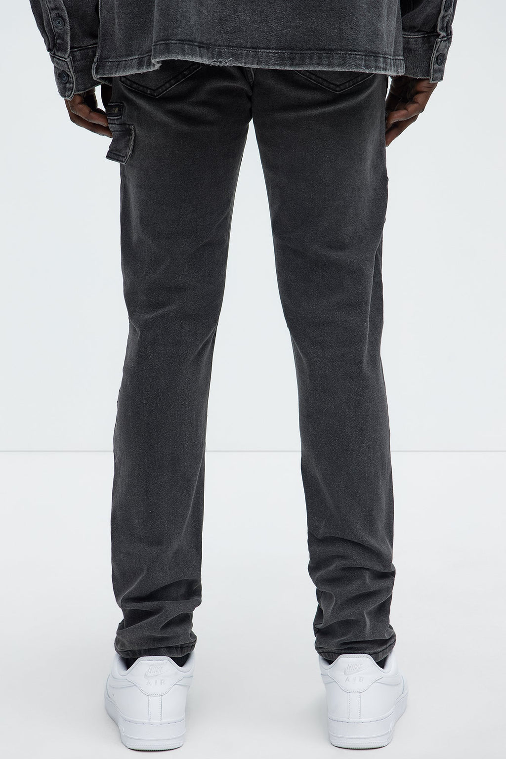 Cargo Pocket Slim Taper Jeans - Black