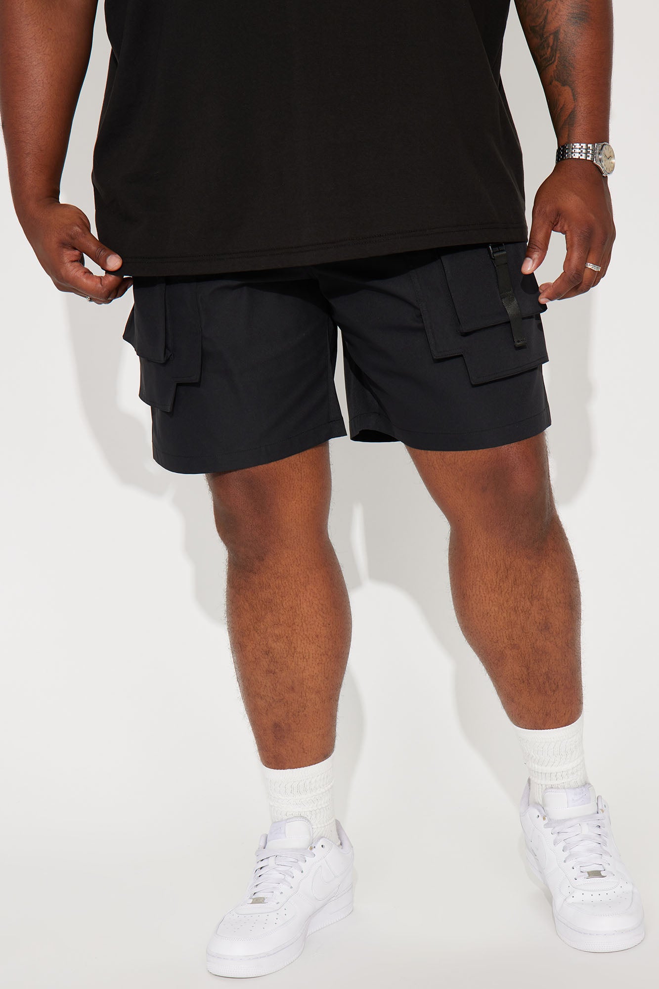 All Cap Utility Nylon Cargo Shorts - Black