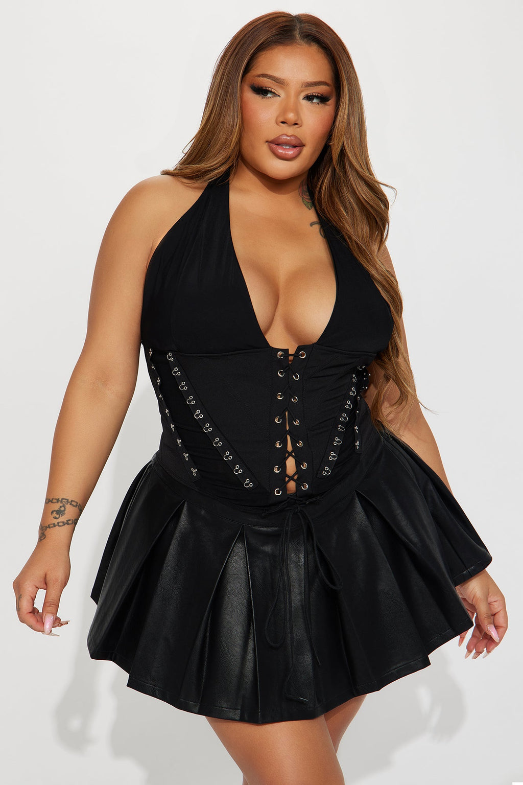 Alexis Lace Up Halter Top - Black