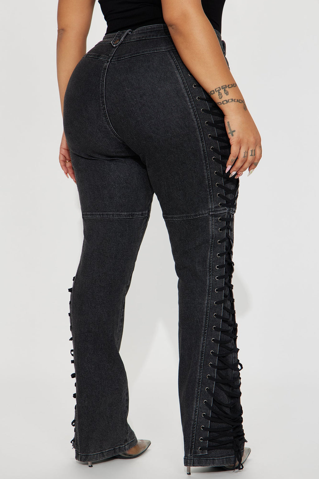 After Hours Lace Up Flare Pant - Black