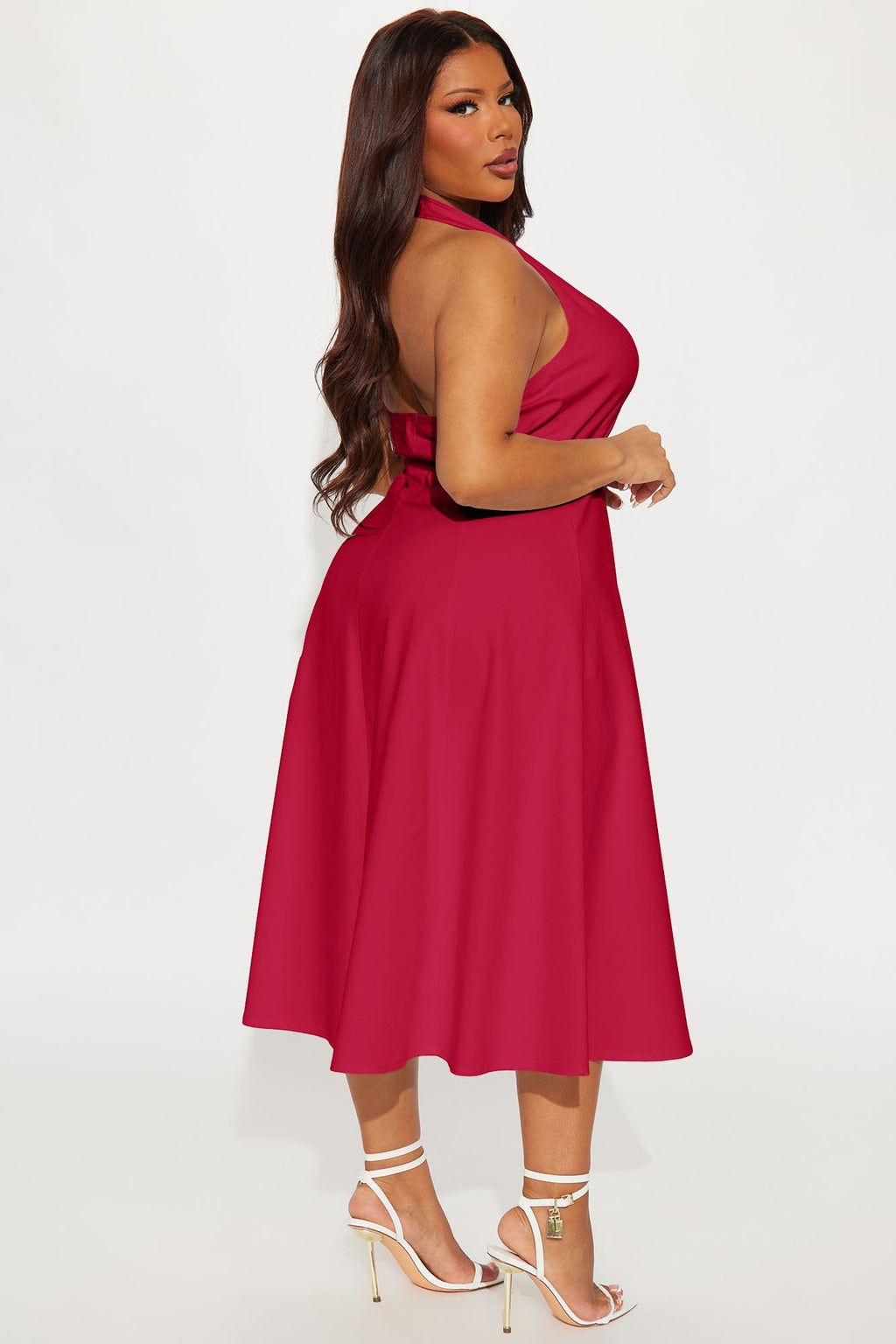 Mabel Ponte Midi Dress - Red