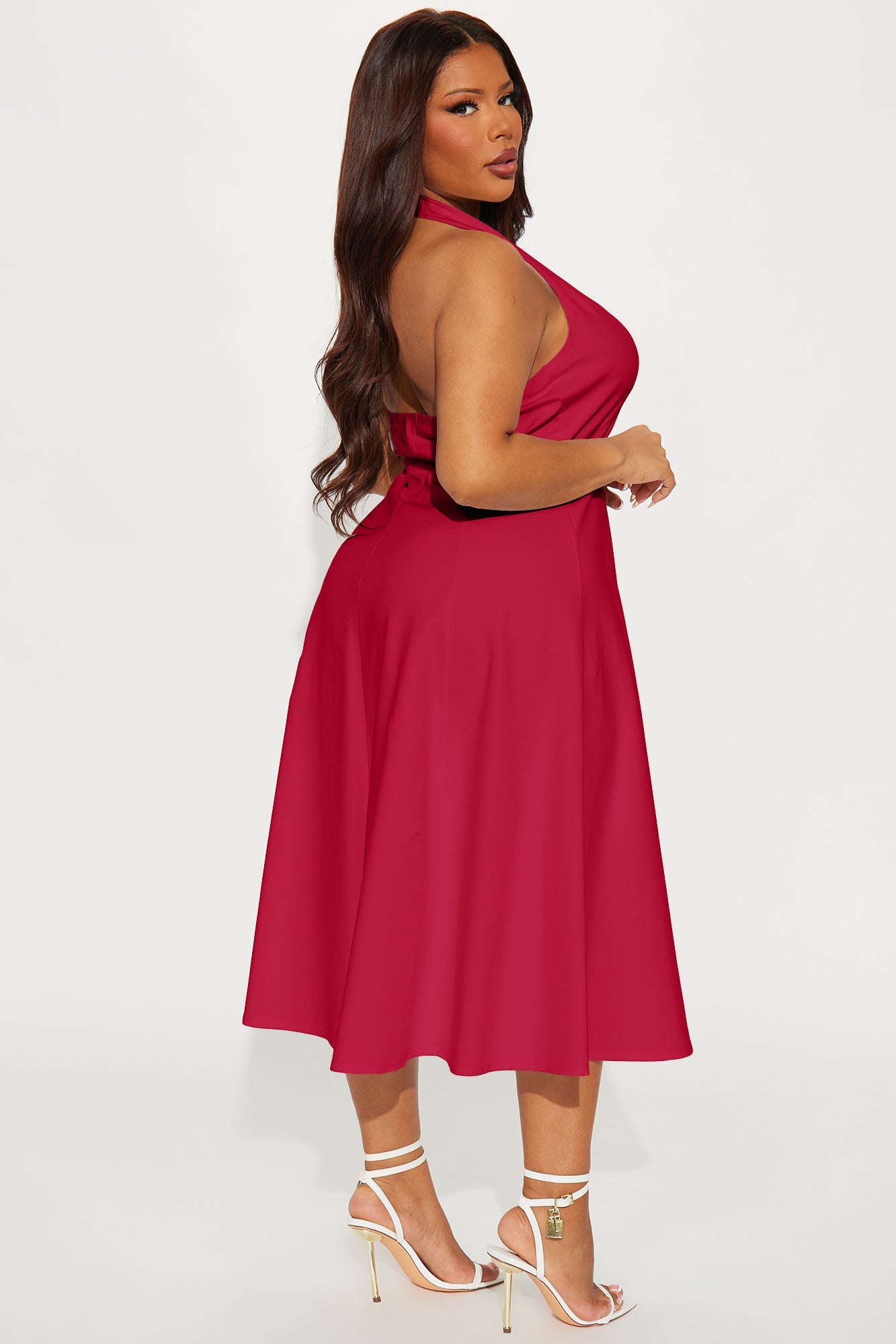 Mabel Ponte Midi Dress - Red