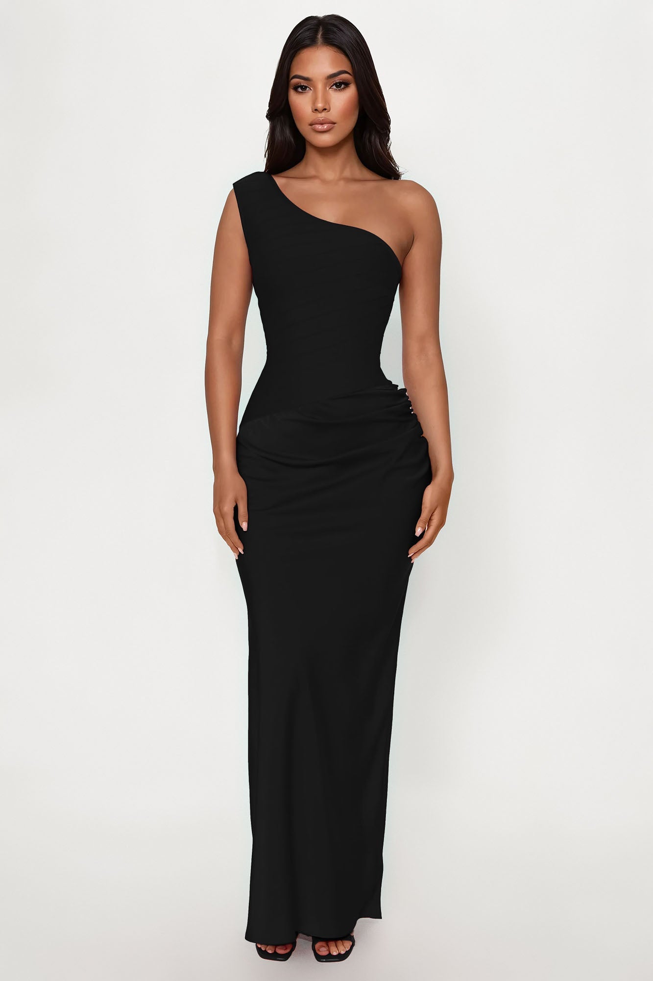 On Fire Bandage Satin Maxi Dress - Black