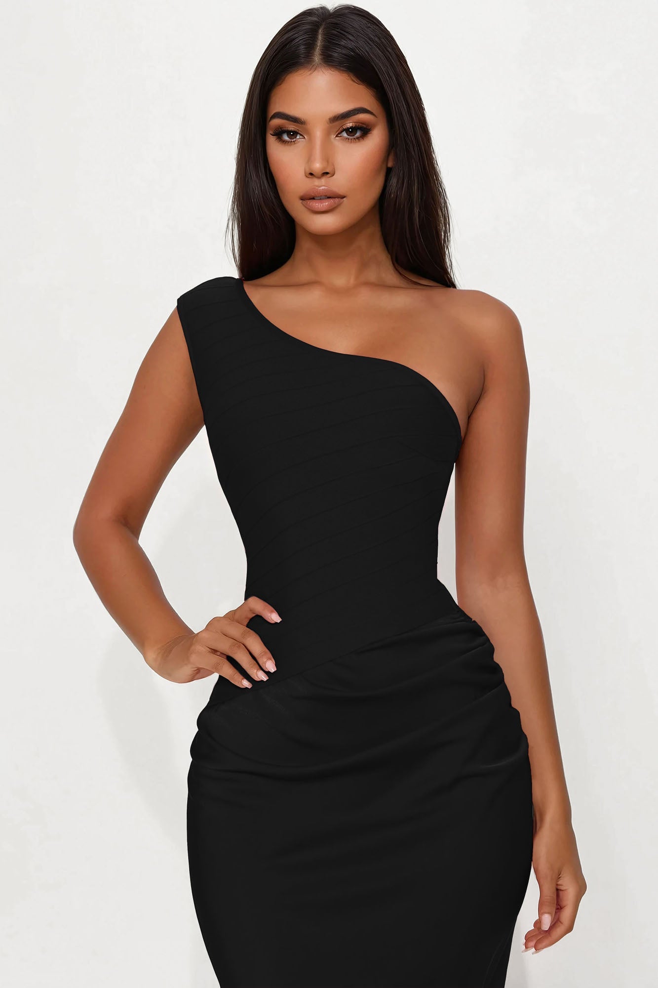 On Fire Bandage Satin Maxi Dress - Black