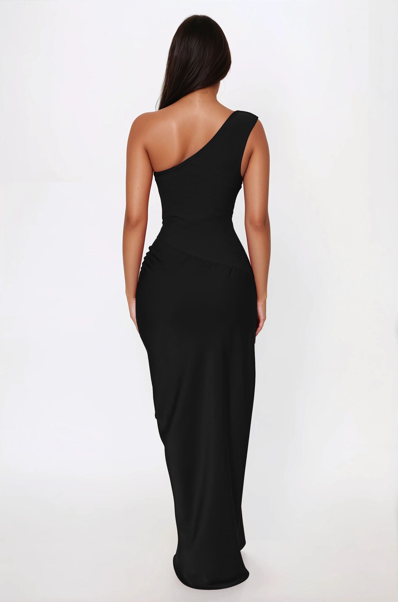 On Fire Bandage Satin Maxi Dress - Black
