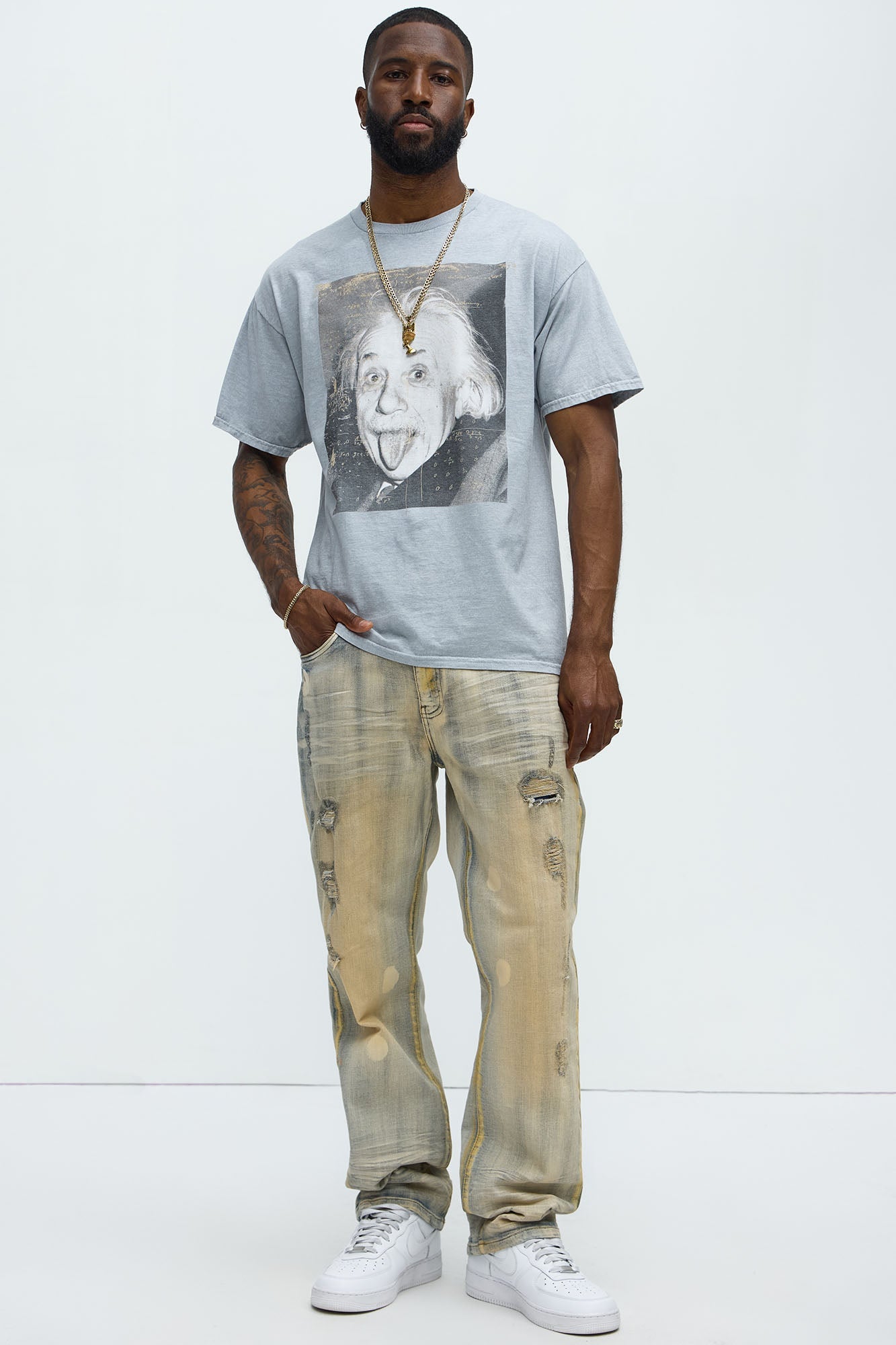 Albert Einstein Photo Op Short Sleeve Tee - Grey