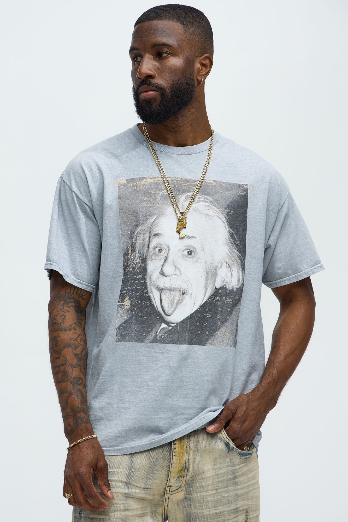 Albert Einstein Photo Op Short Sleeve Tee - Grey