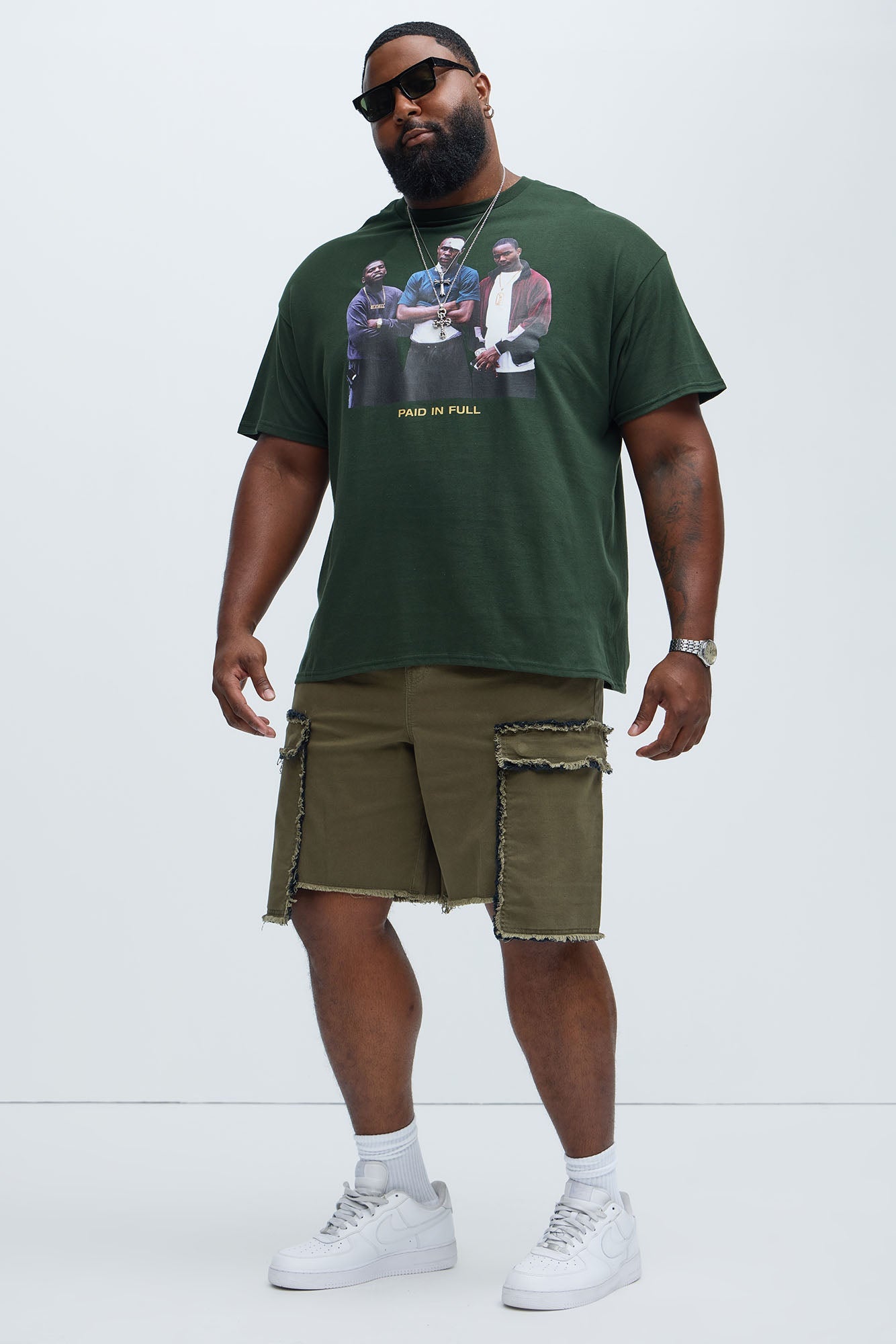 Murphy Raw Relaxed Cargo Denim Shorts - Olive