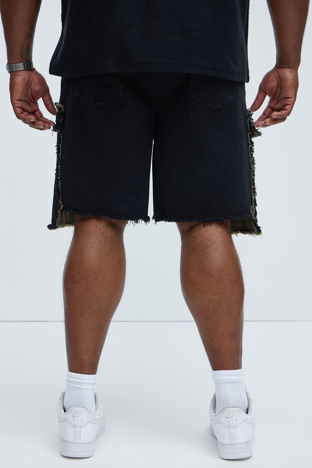 Murphy Raw Relaxed Cargo Denim Shorts - Black Wash
