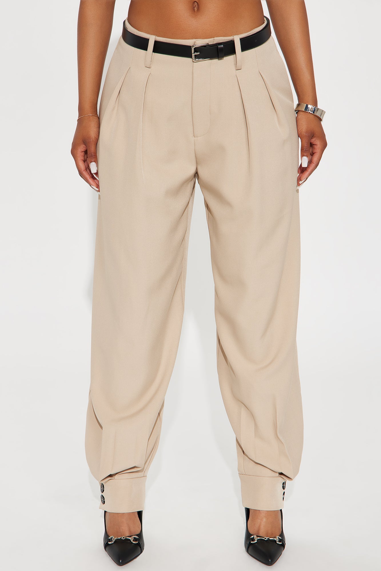 Helena Belted Trouser Pant - Khaki