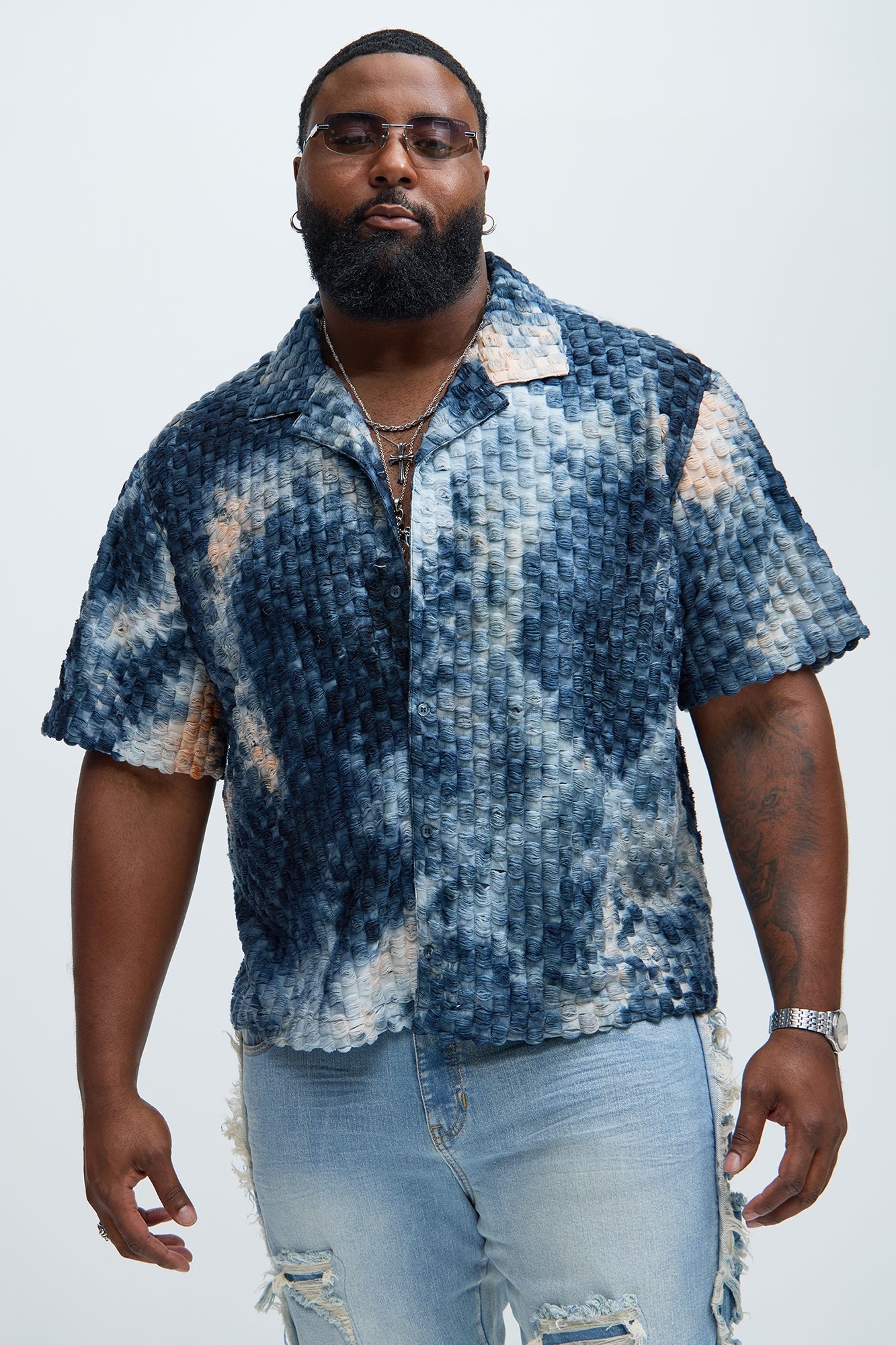 Crusin Textured Shirt - Blue/combo