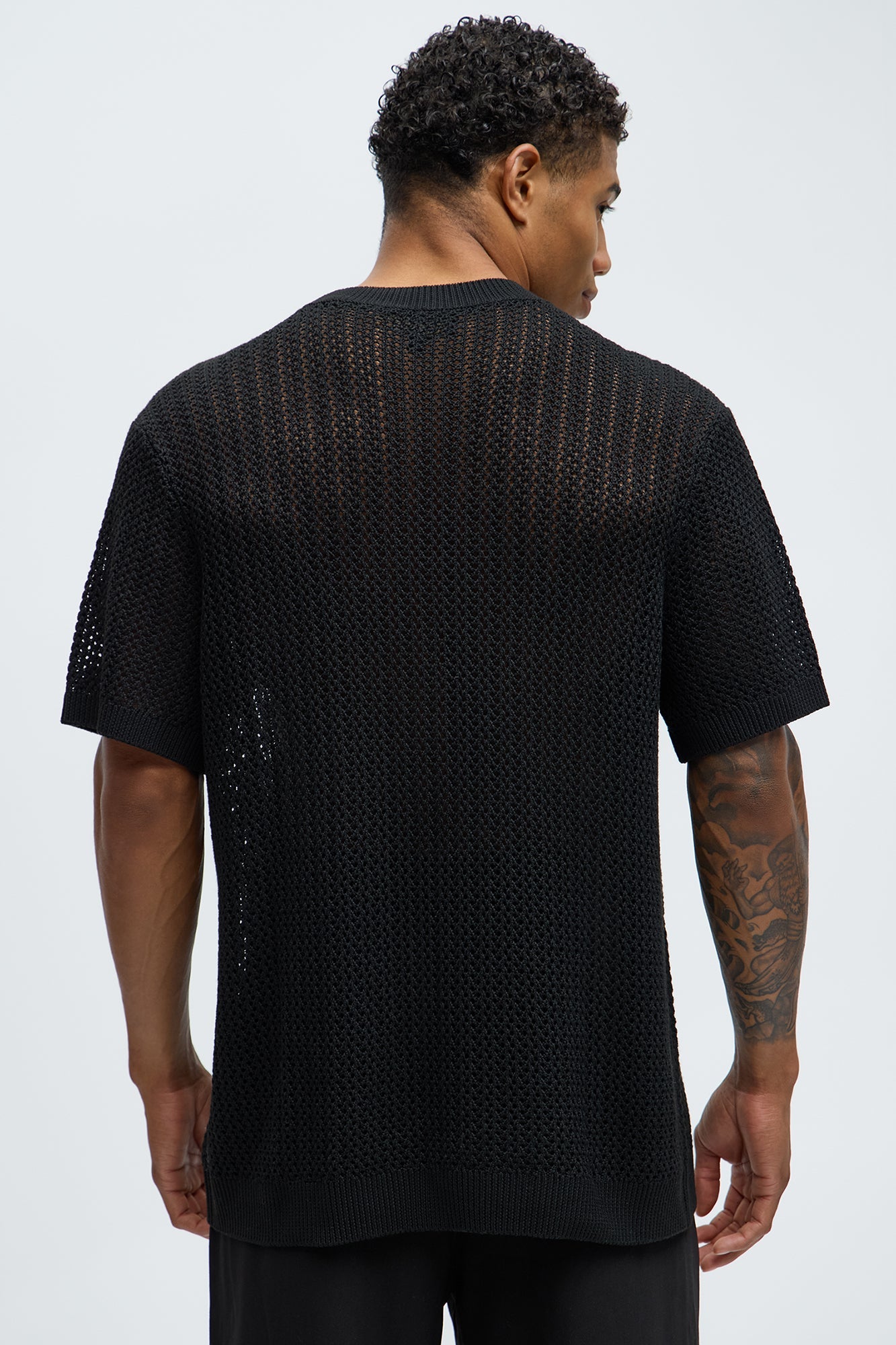 Jace Crochet Short Sleeve Tee - Black