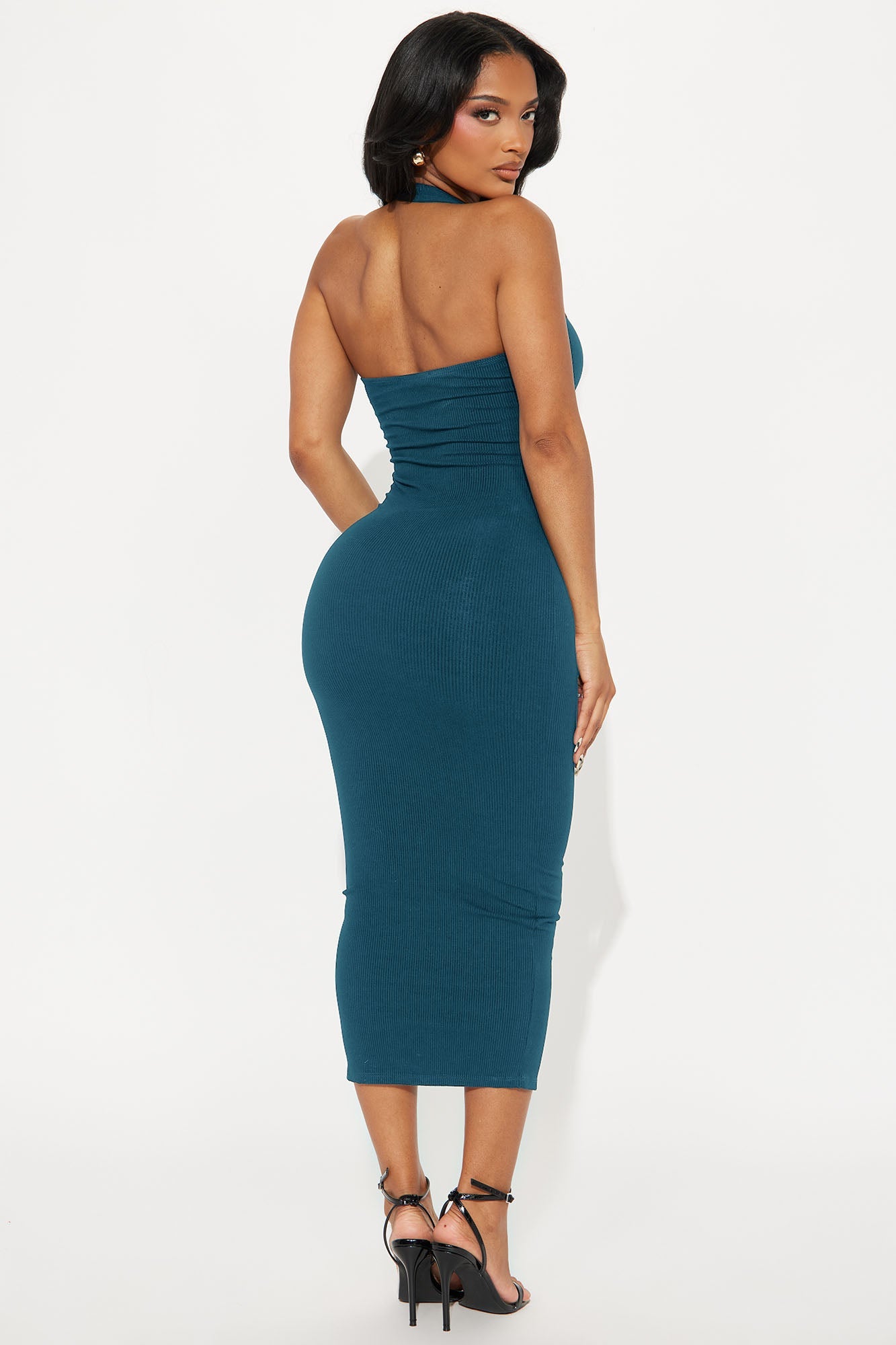 Lily Snatched Midi Dress - Teal
