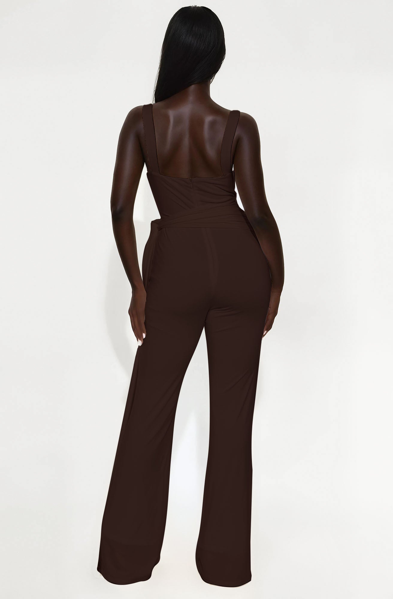 Helena Draped Jumpsuit - Chocolate