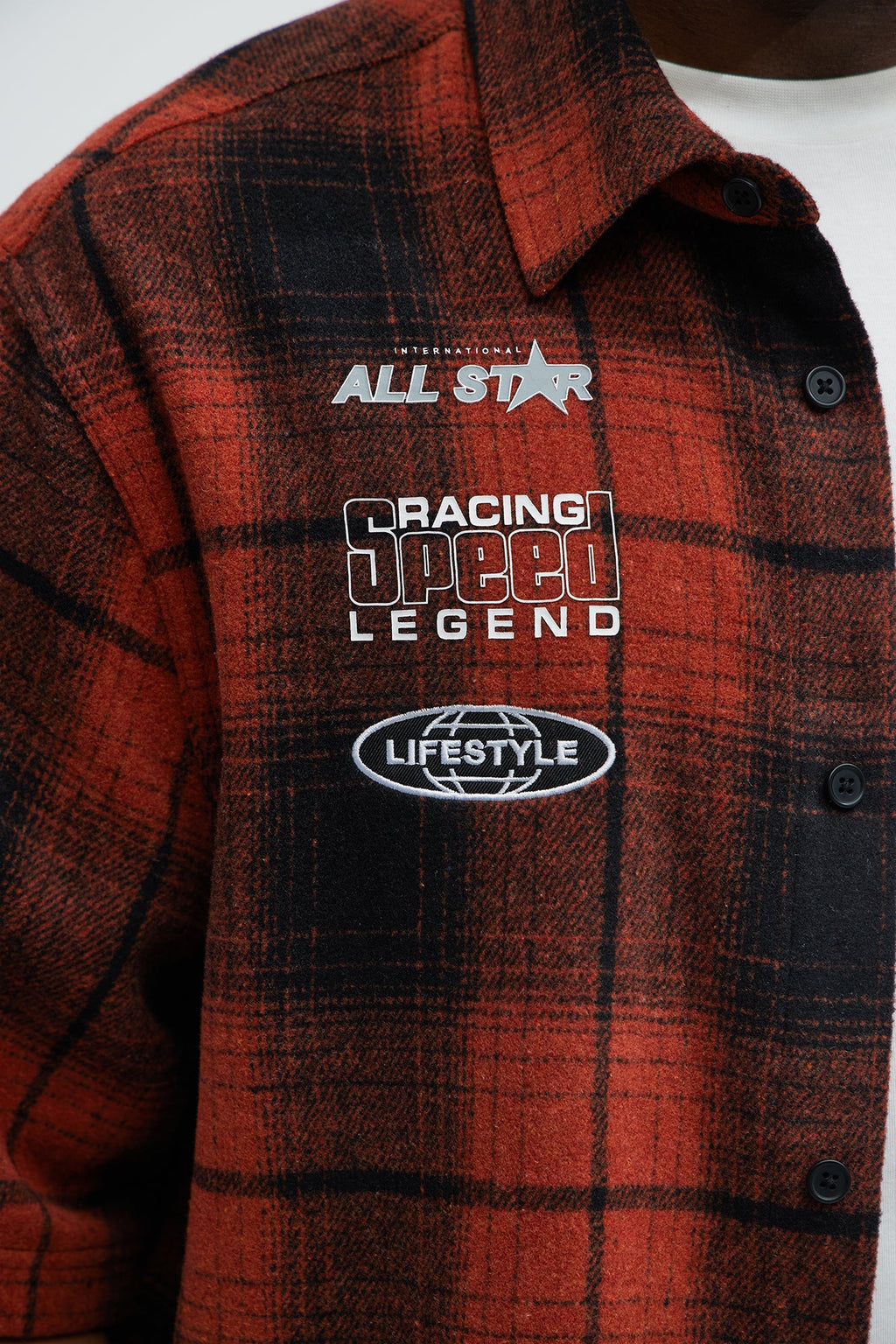 All Star Plaid Button Down Cropped Short Sleeve Shirt - Orange/combo