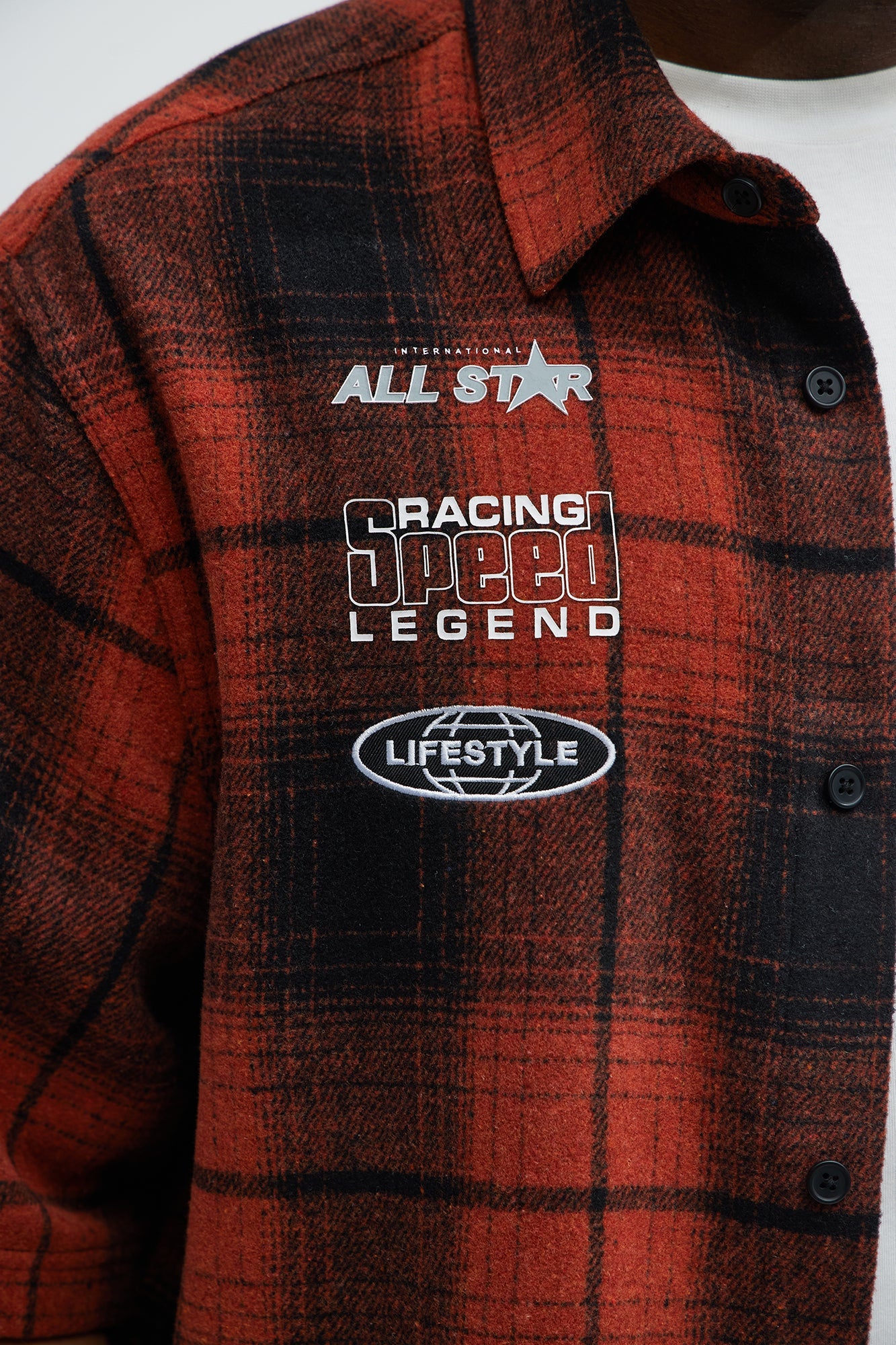 All Star Plaid Button Down Cropped Short Sleeve Shirt - Orange/combo