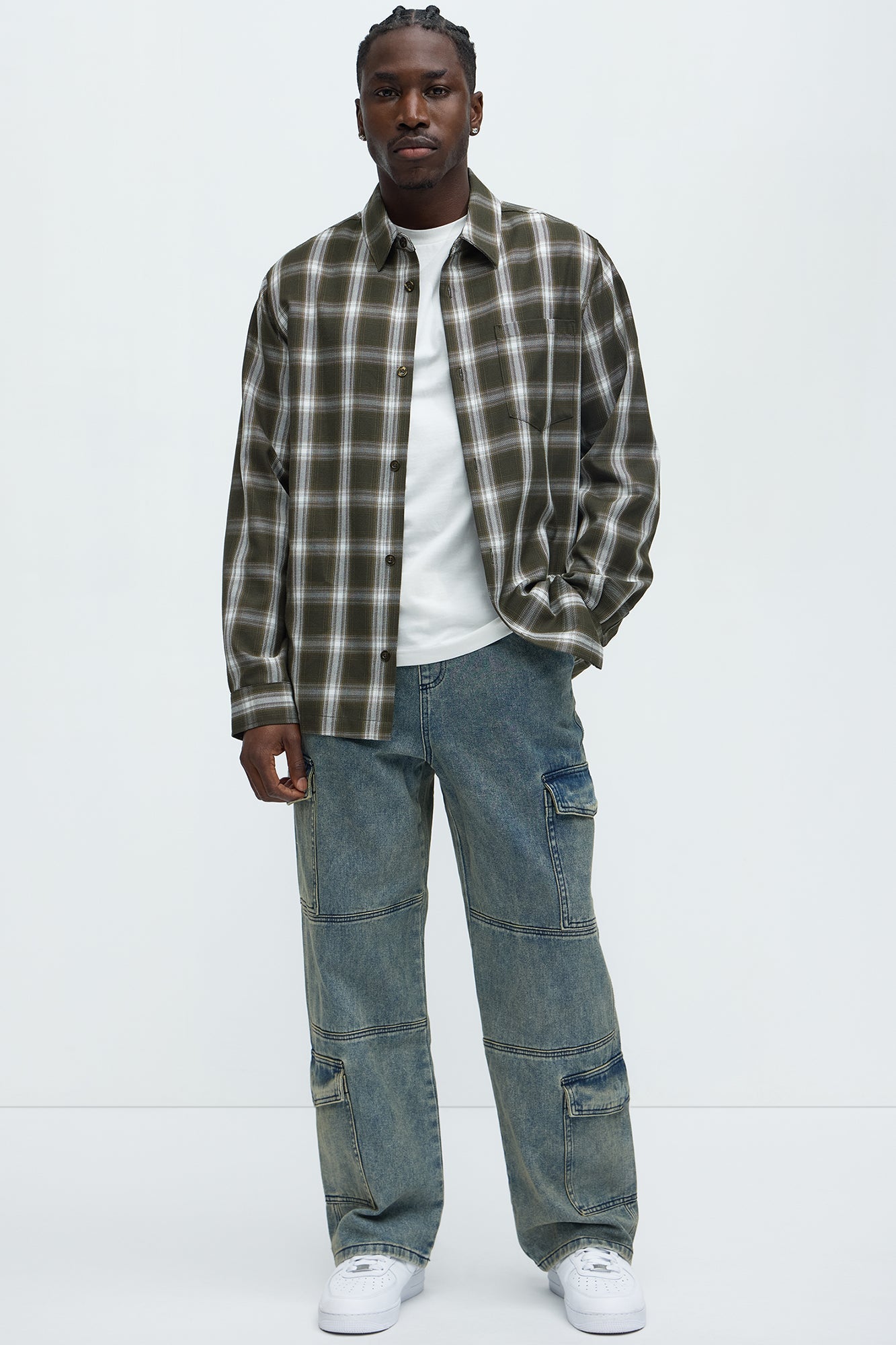 Hit Me Up Baggy Cargo Jeans - Vintage Blue Wash