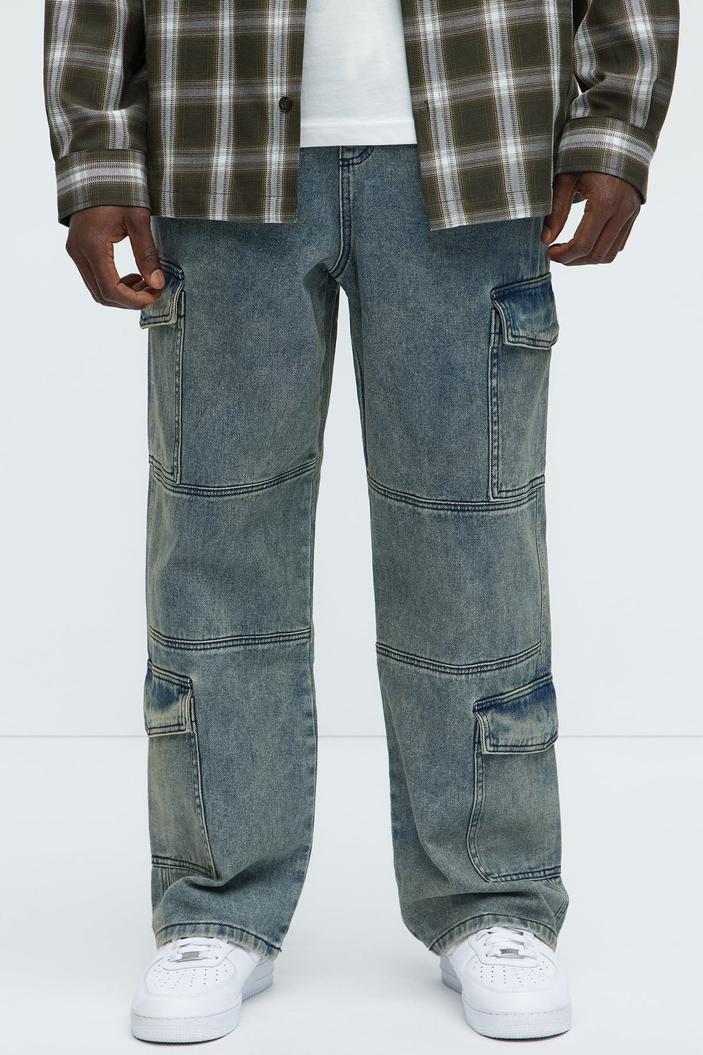 Hit Me Up Baggy Cargo Jeans - Vintage Blue Wash