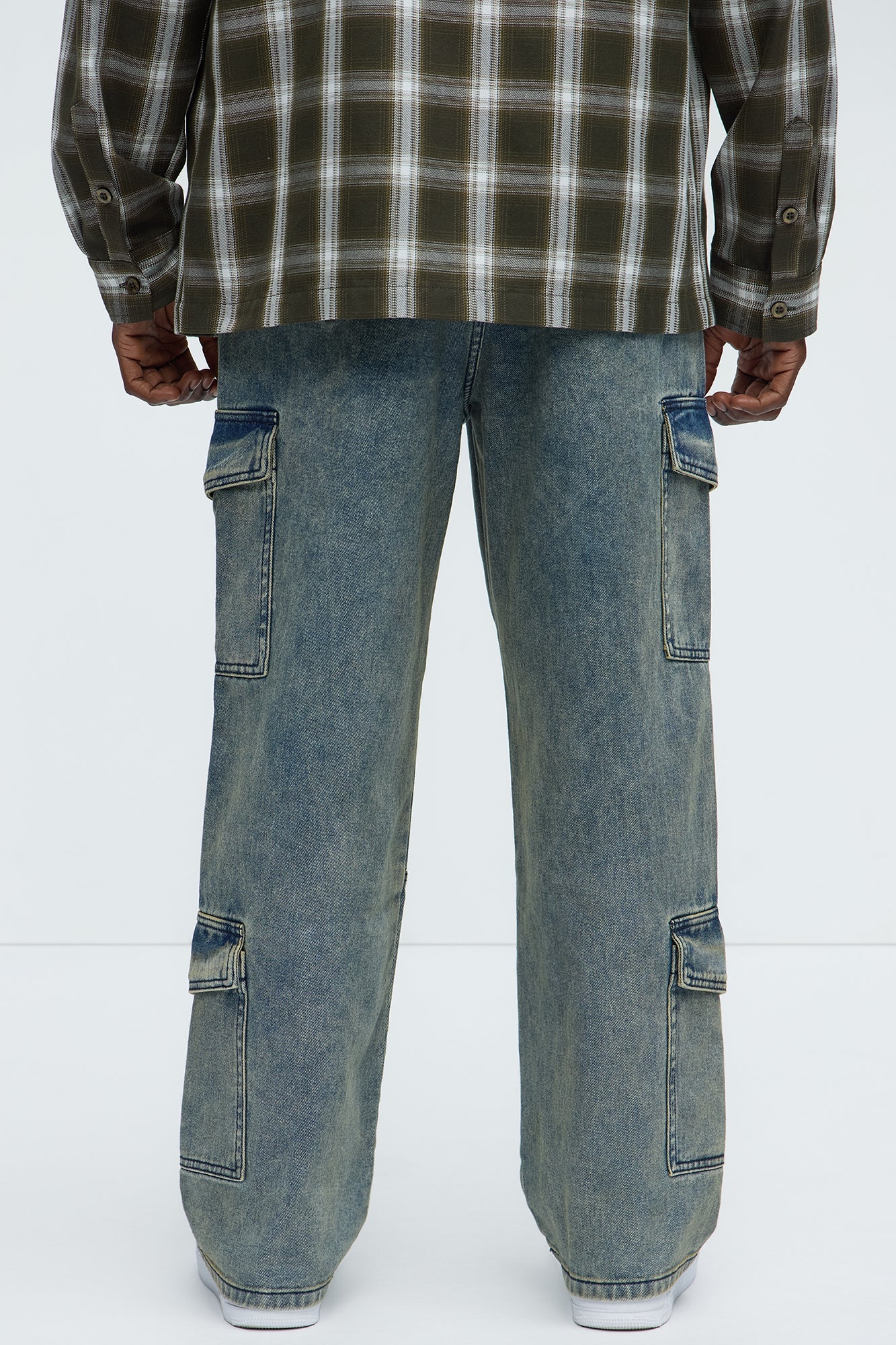 Hit Me Up Baggy Cargo Jeans - Vintage Blue Wash