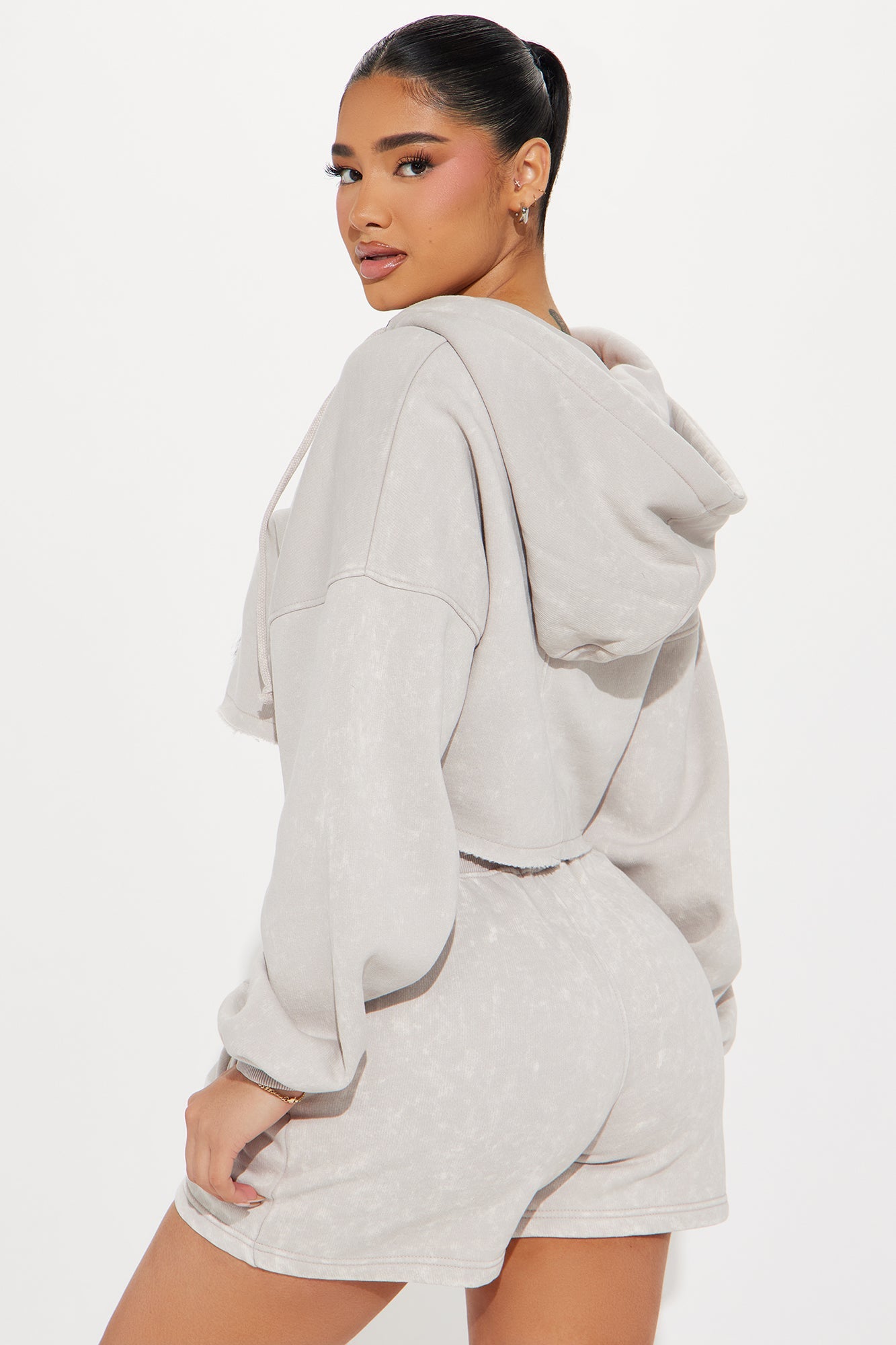 On The Go Fleece Short Set - Taupe