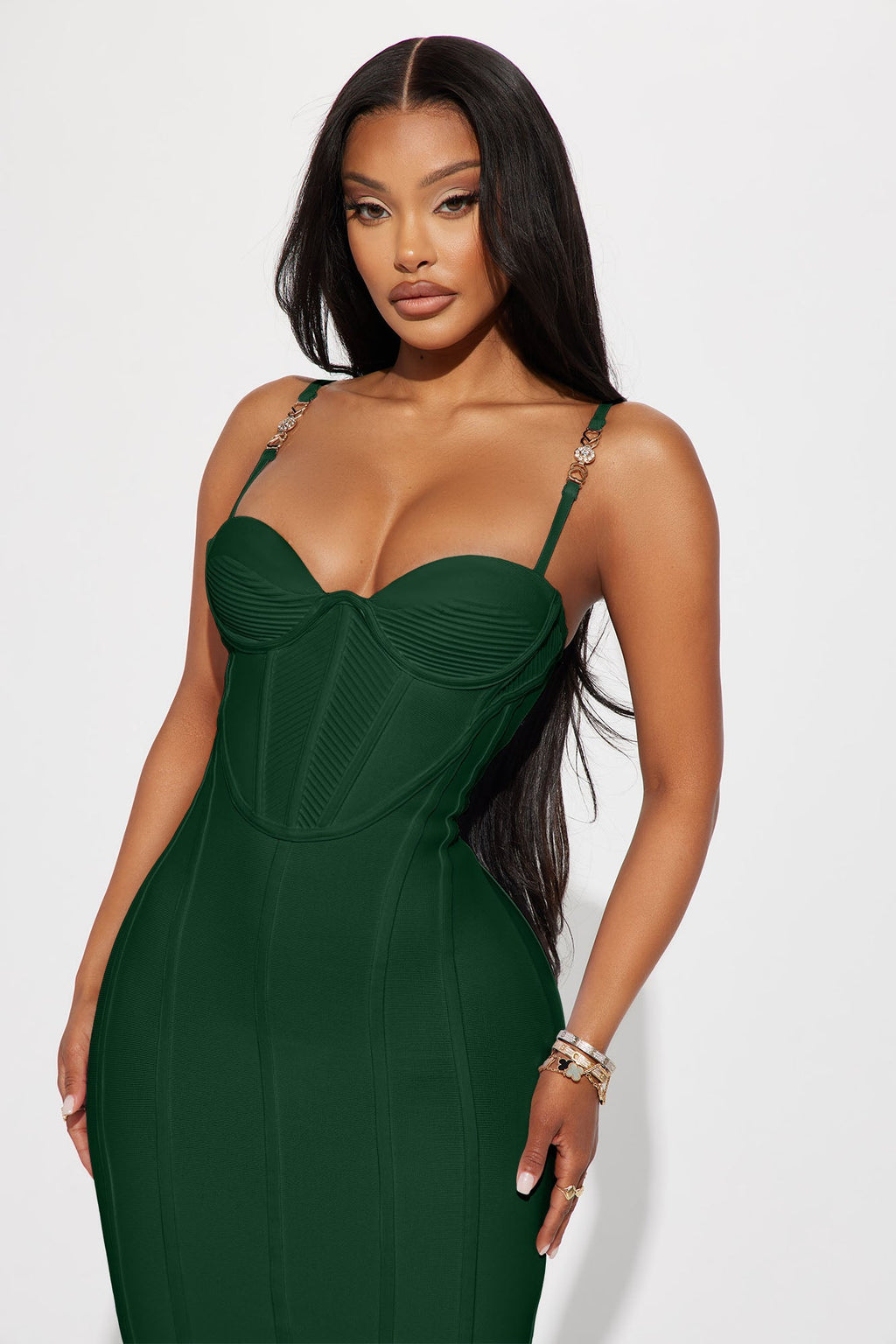 Victoria Bandage Midi Dress - Hunter