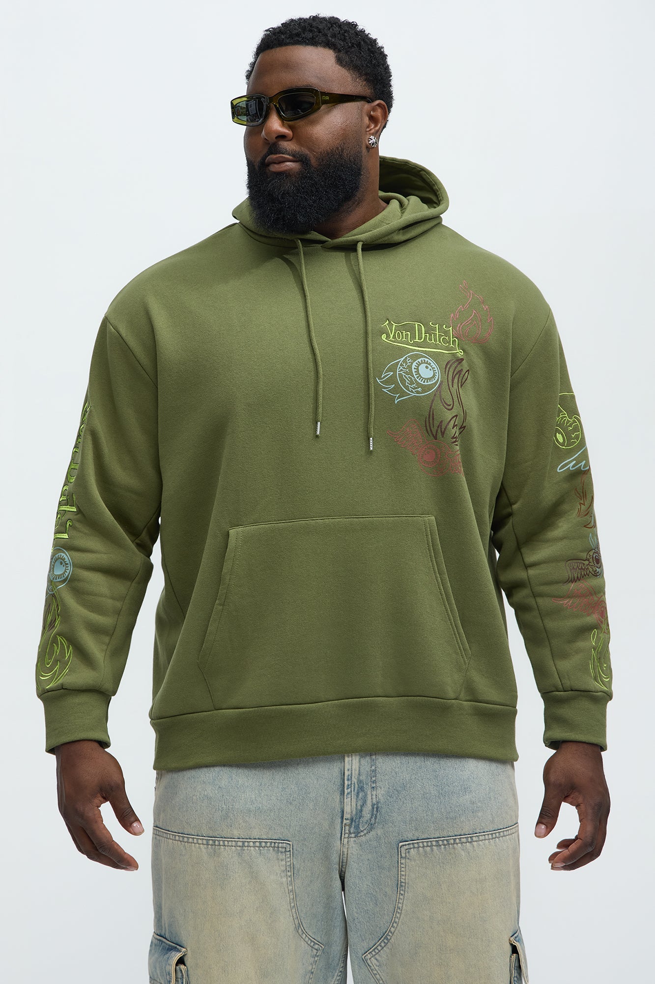Von Dutch Multi-Design Hoodie - Olive
