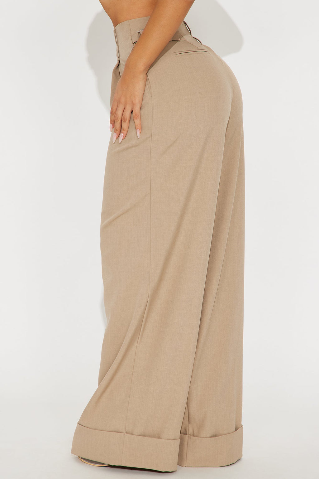 Kiah Cuffed Wide Leg Trouser - Tan
