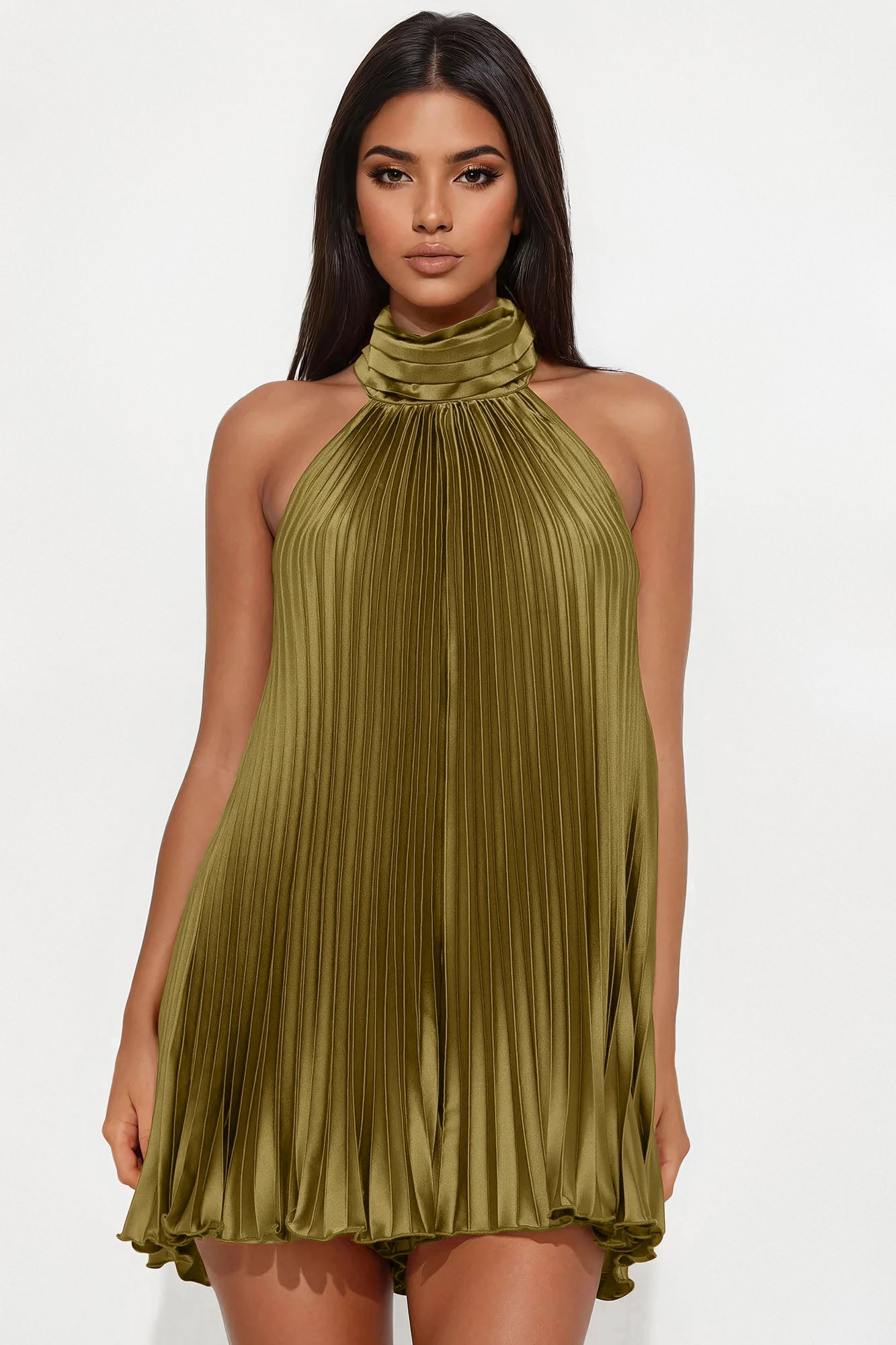Island Mist Pleated Romper - Olive