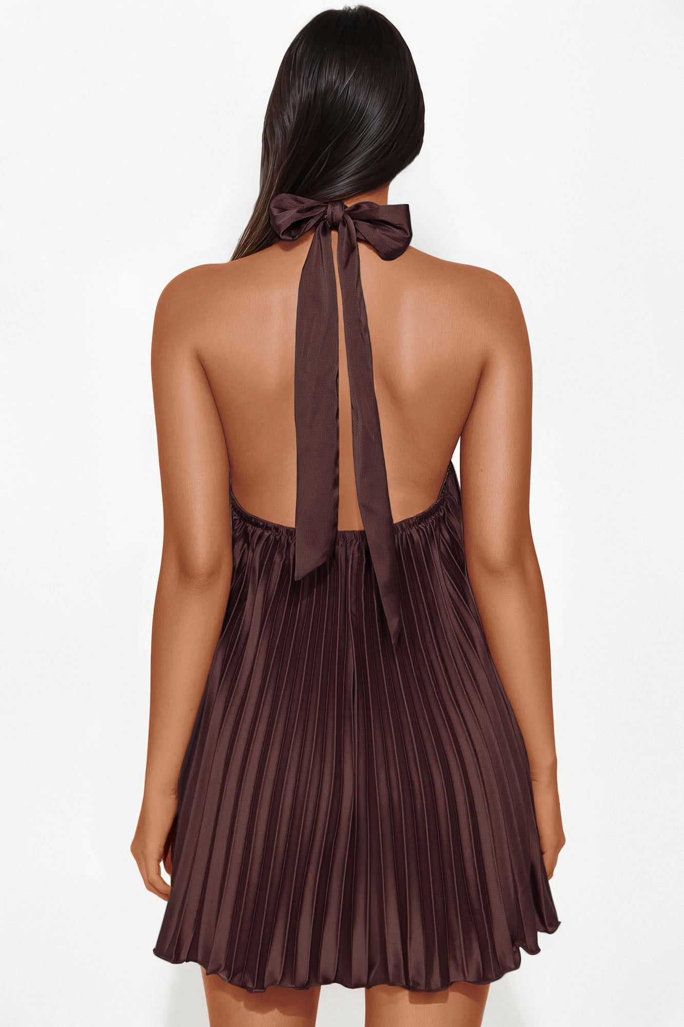 Island Mist Pleated Romper - Chocolate
