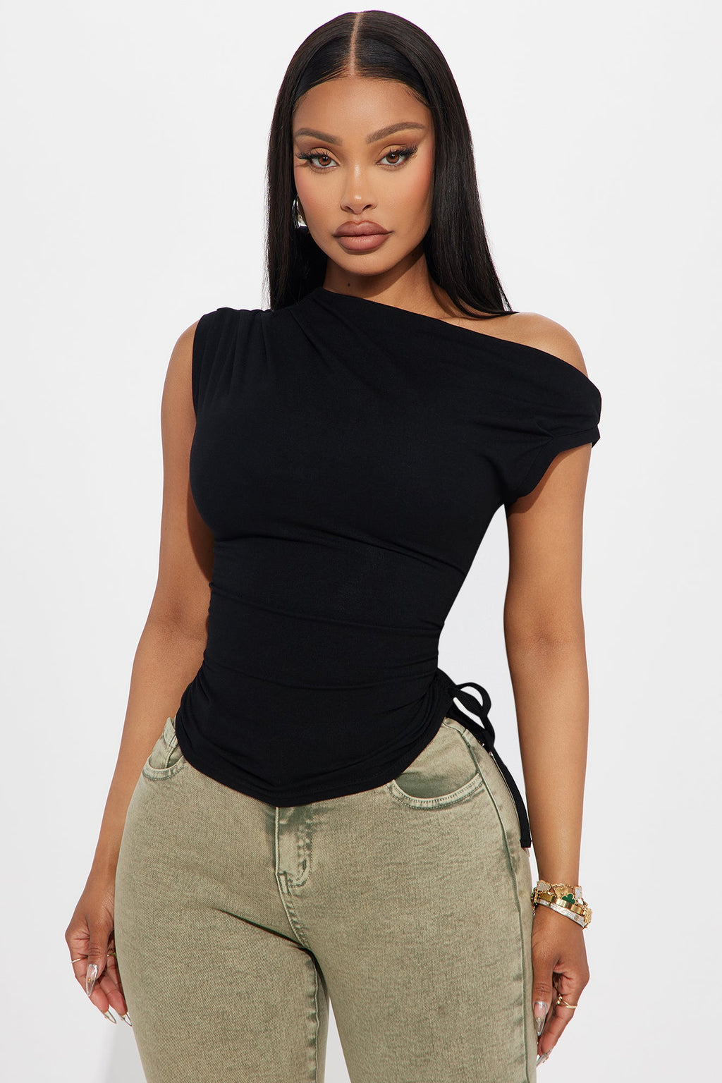Vera One Shoulder Top - Black