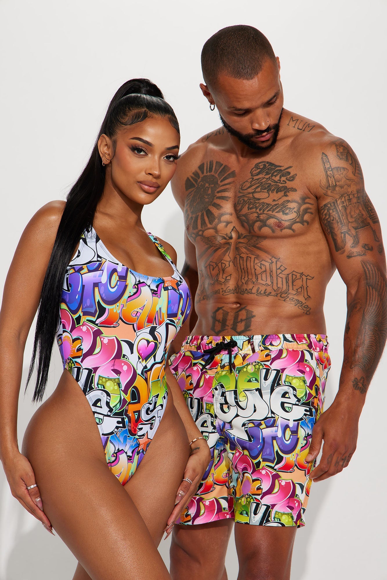 All That Graffiti Swim Classic Trunk - Multi Color