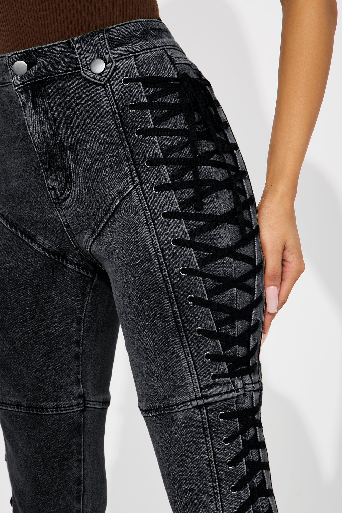 After Hours Lace Up Flare Pant - Black