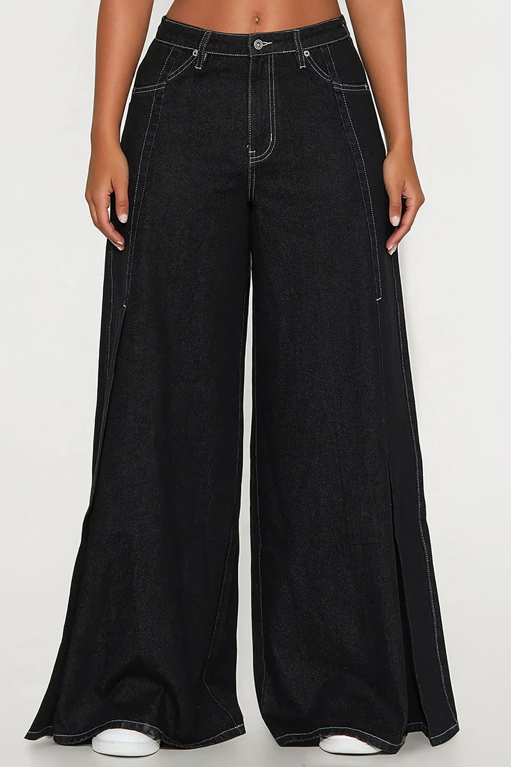 Eastside Wide Leg Denim Jeans - Black Wash