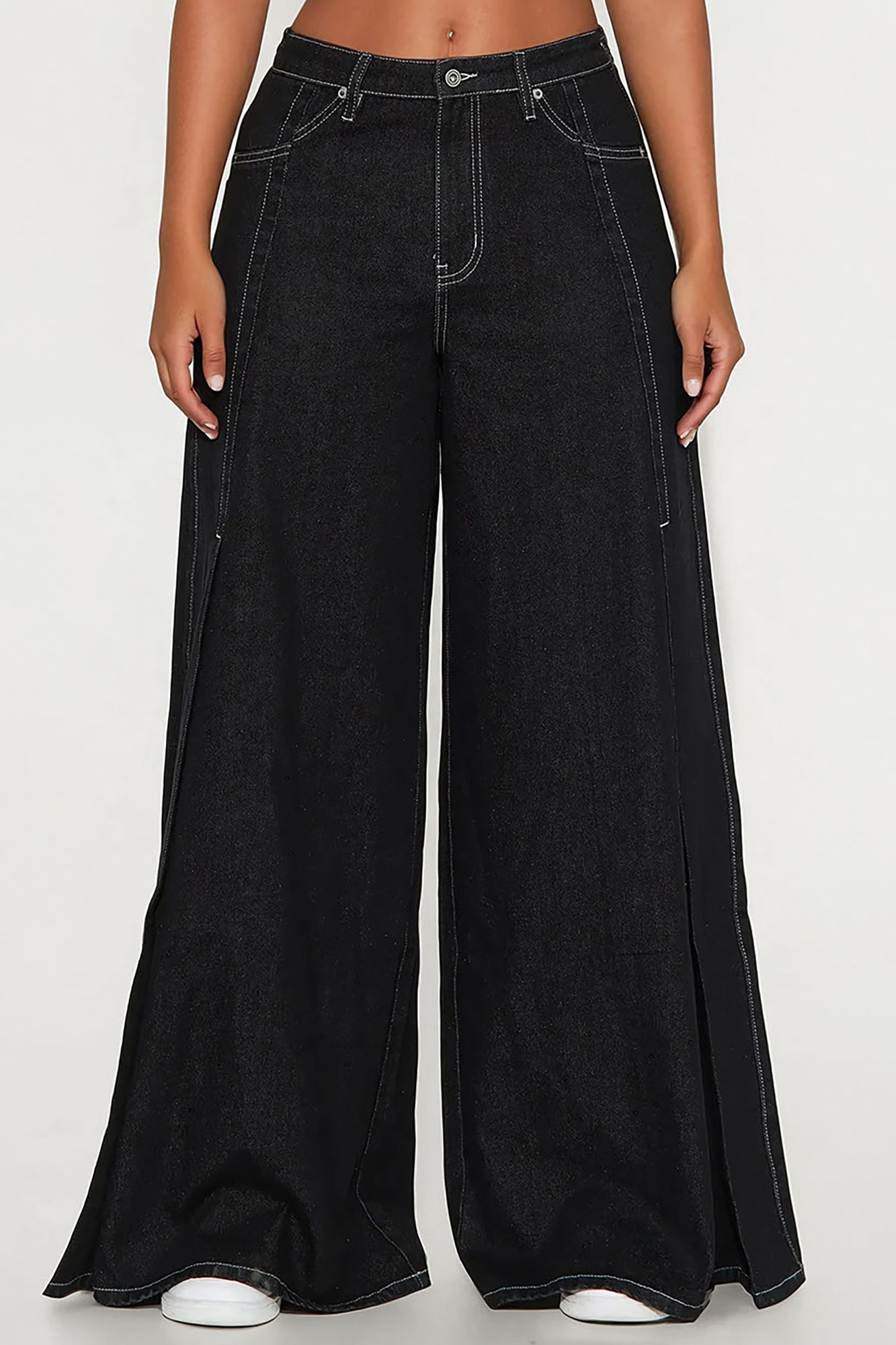 Eastside Wide Leg Denim Jeans - Black Wash