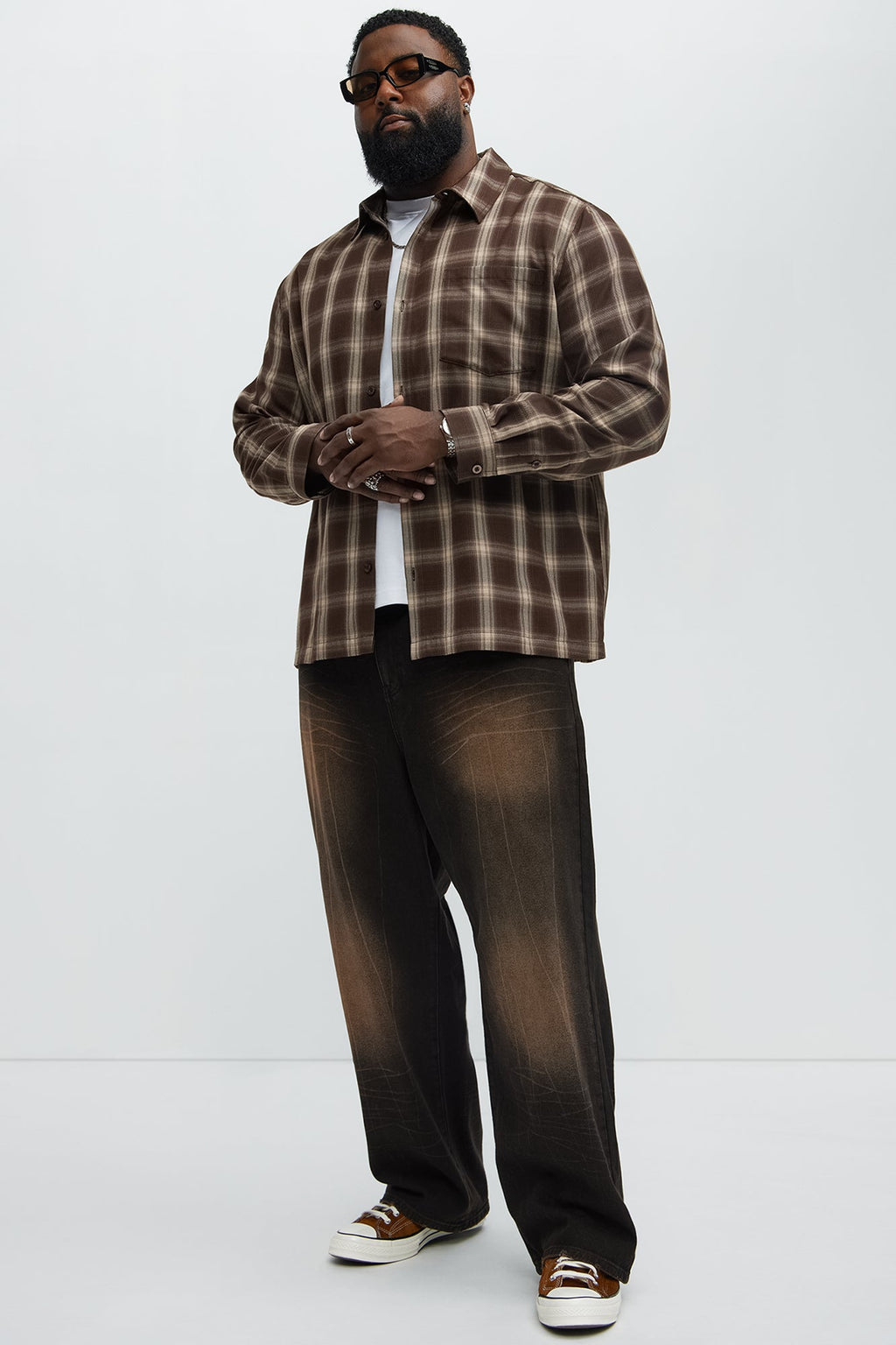 Sun Bleached Baggy Jeans - Dark Brown